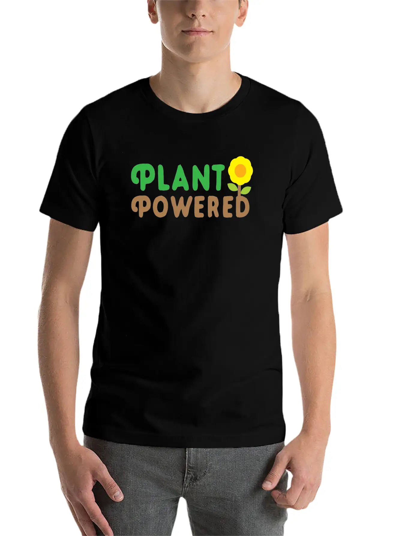 Plant Powered With Sunflower Basic Graphic T-Shirt ¨C Daily Comfort In Soft Cotton