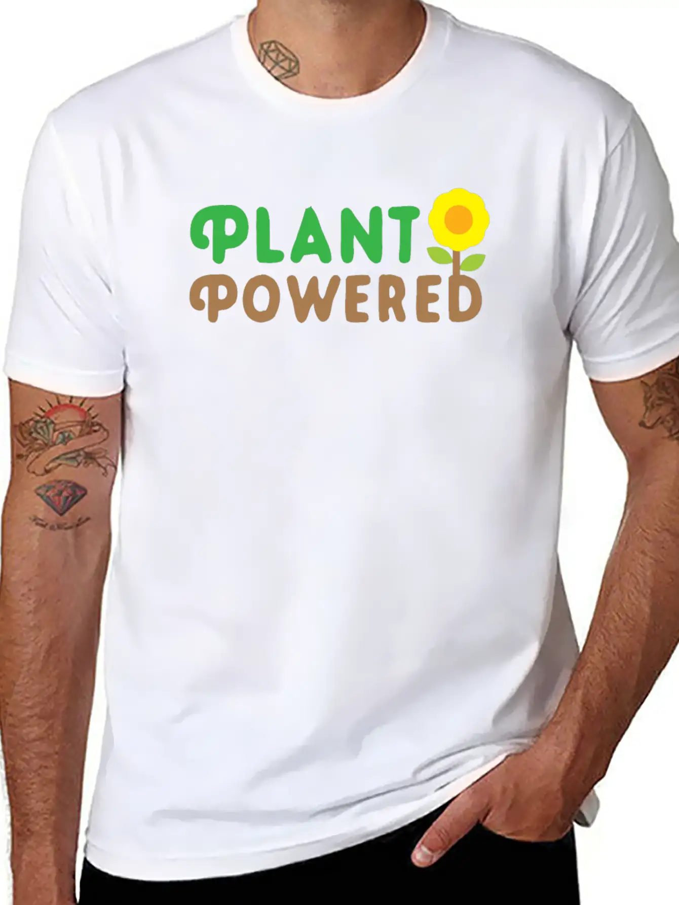 Plant Powered With Sunflower Basic Graphic T-Shirt ¨C Daily Comfort In Soft Cotton