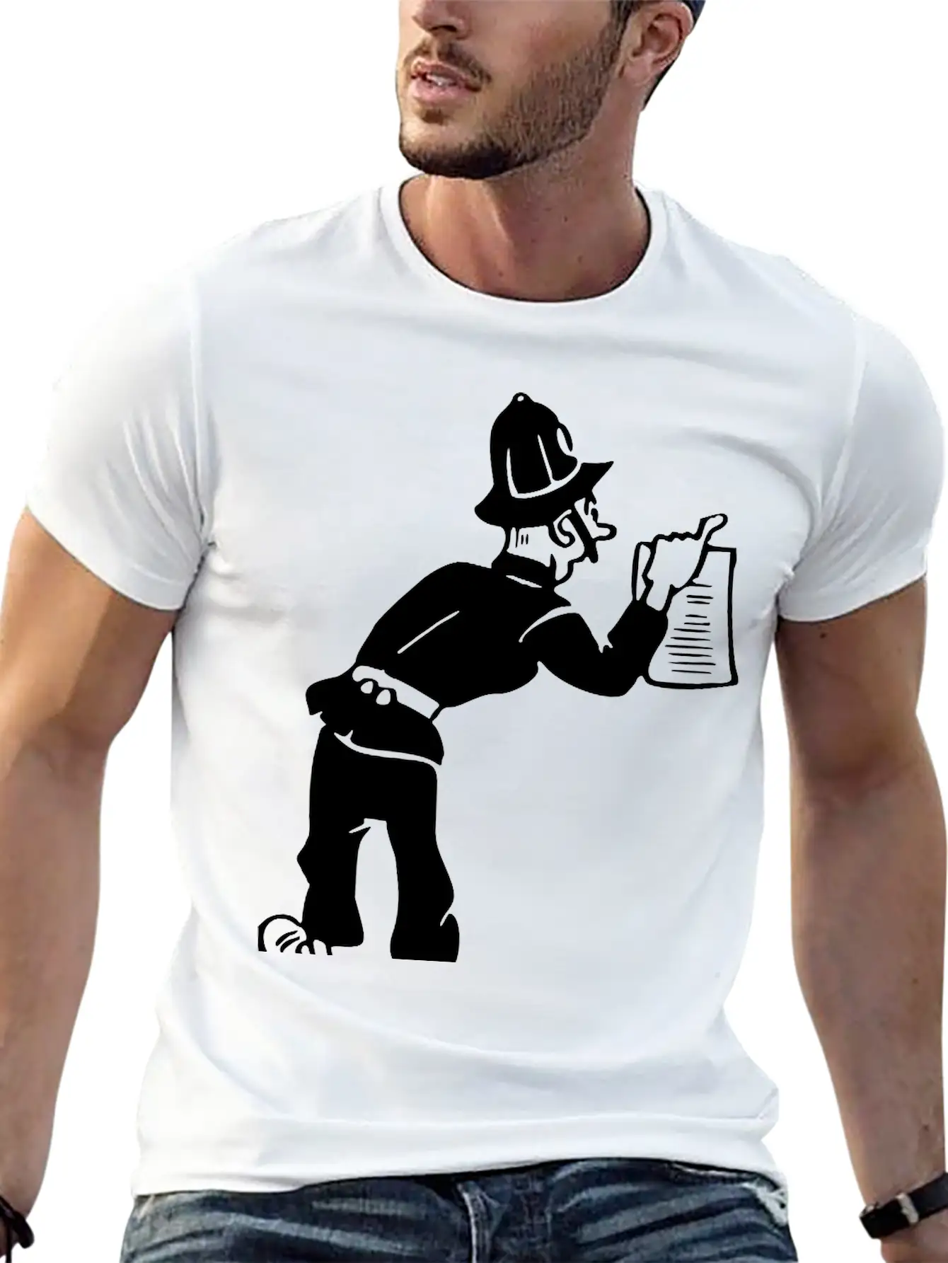 Policeman With Warrant Basic Graphic T-Shirt ¨C Daily Comfort In Soft Cotton