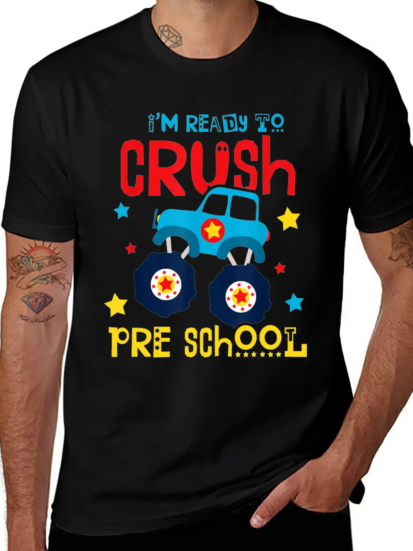 Ready To Crush Preschool Monster Truck Basic Graphic T-Shirt ¨C Daily Comfort In Soft Cotton