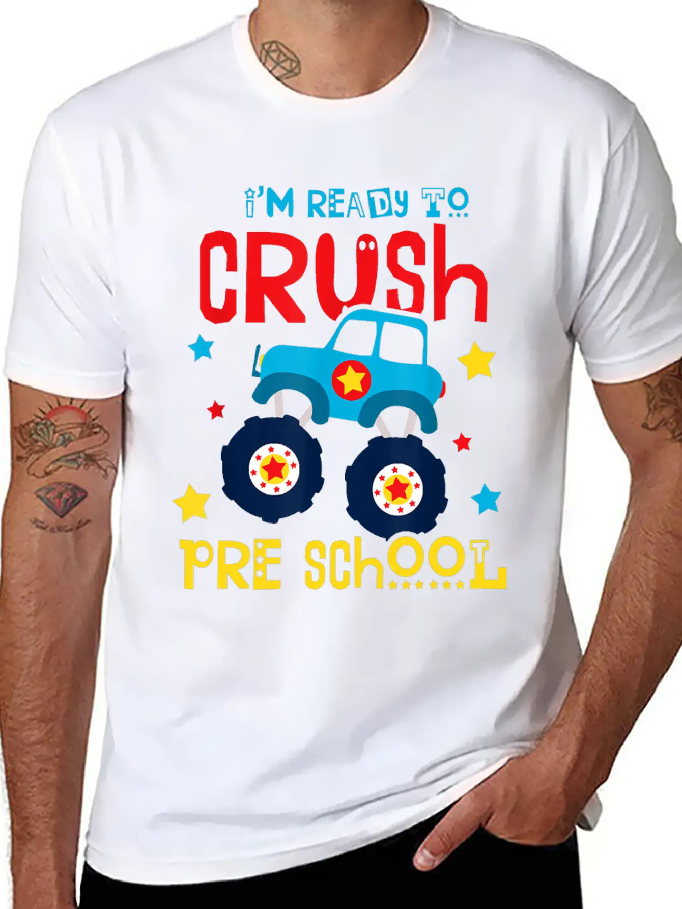 Ready To Crush Preschool Monster Truck Basic Graphic T-Shirt ¨C Daily Comfort In Soft Cotton