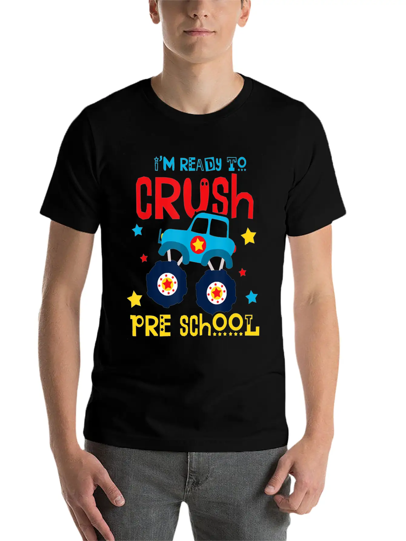 Ready To Crush Preschool Monster Truck Basic Graphic T-Shirt ¨C Daily Comfort In Soft Cotton