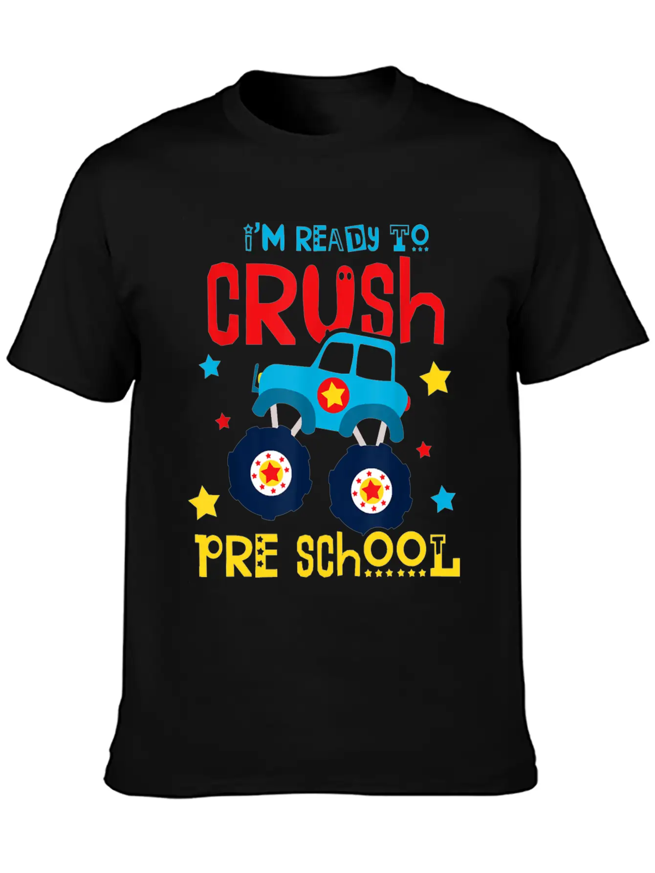 Ready To Crush Preschool Monster Truck Basic Graphic T-Shirt ¨C Daily Comfort In Soft Cotton