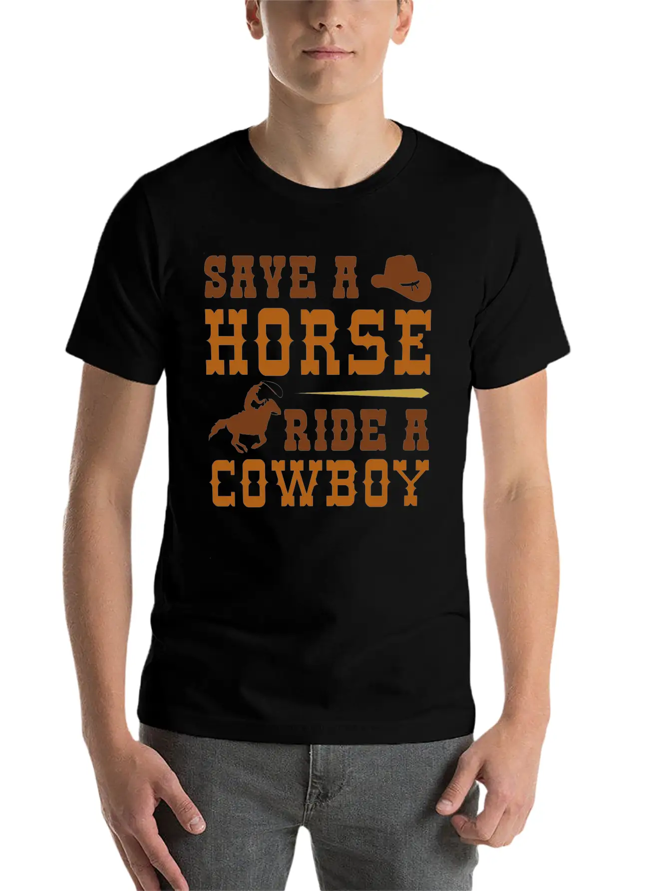 Save A Horse Ride A Cowboy Essential Cotton Tee For Daily Outfits ¨C Unisex Style