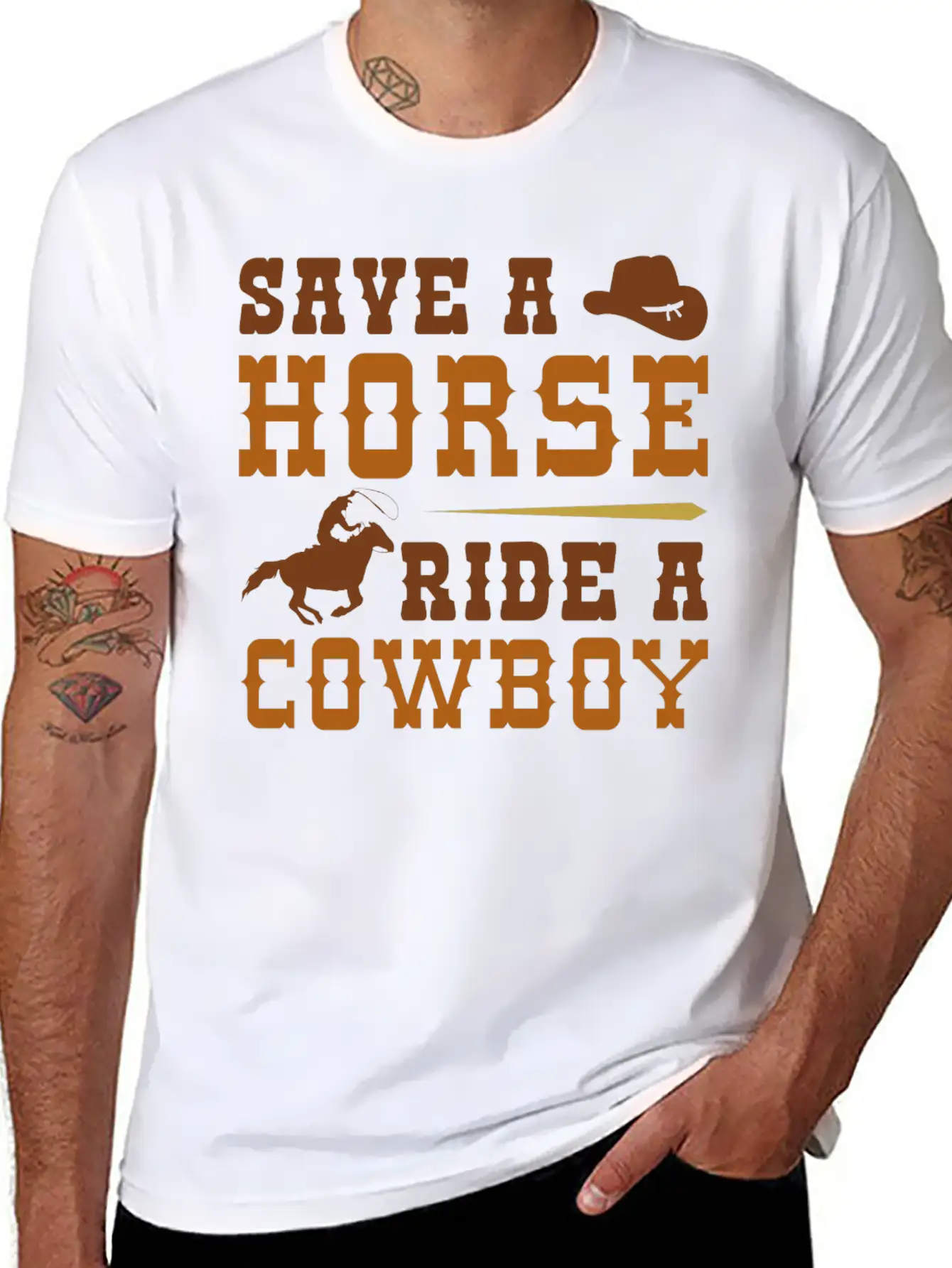 Save A Horse Ride A Cowboy Essential Cotton Tee For Daily Outfits ¨C Unisex Style