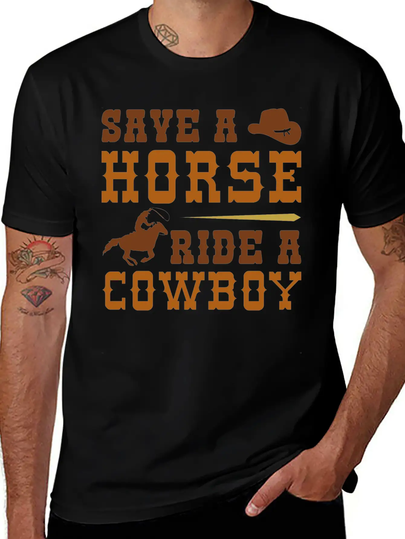 Save A Horse Ride A Cowboy Essential Cotton Tee For Daily Outfits ¨C Unisex Style