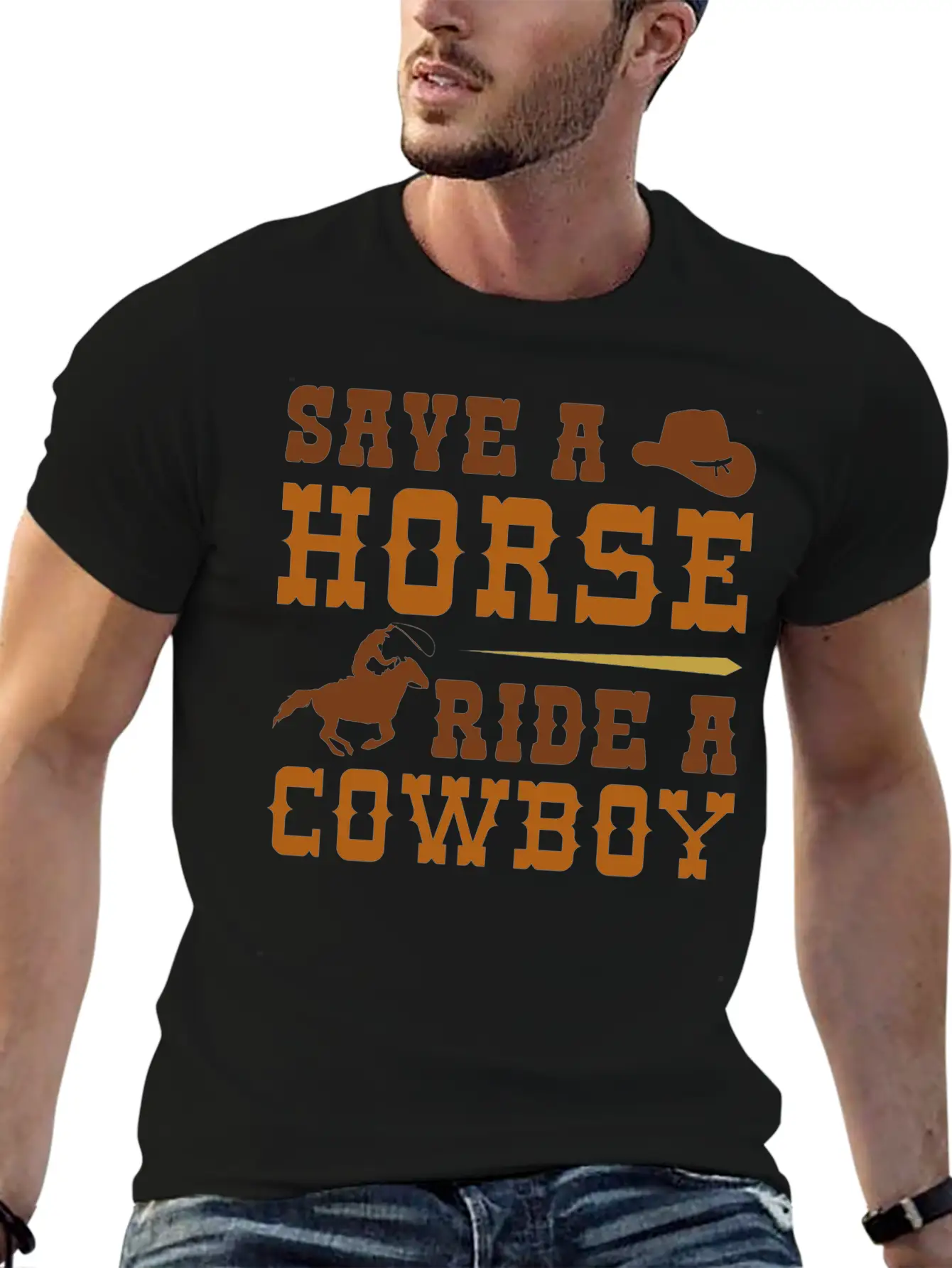 Save A Horse Ride A Cowboy Essential Cotton Tee For Daily Outfits ¨C Unisex Style
