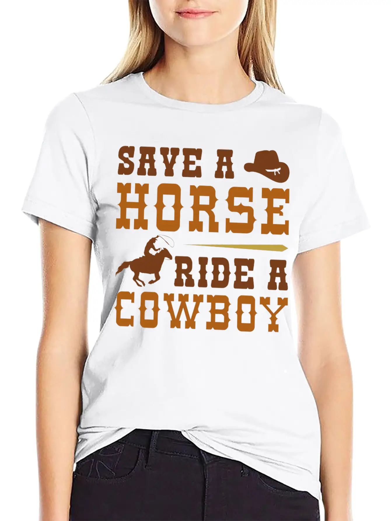 Save A Horse Ride A Cowboy Essential Cotton Tee For Daily Outfits ¨C Unisex Style