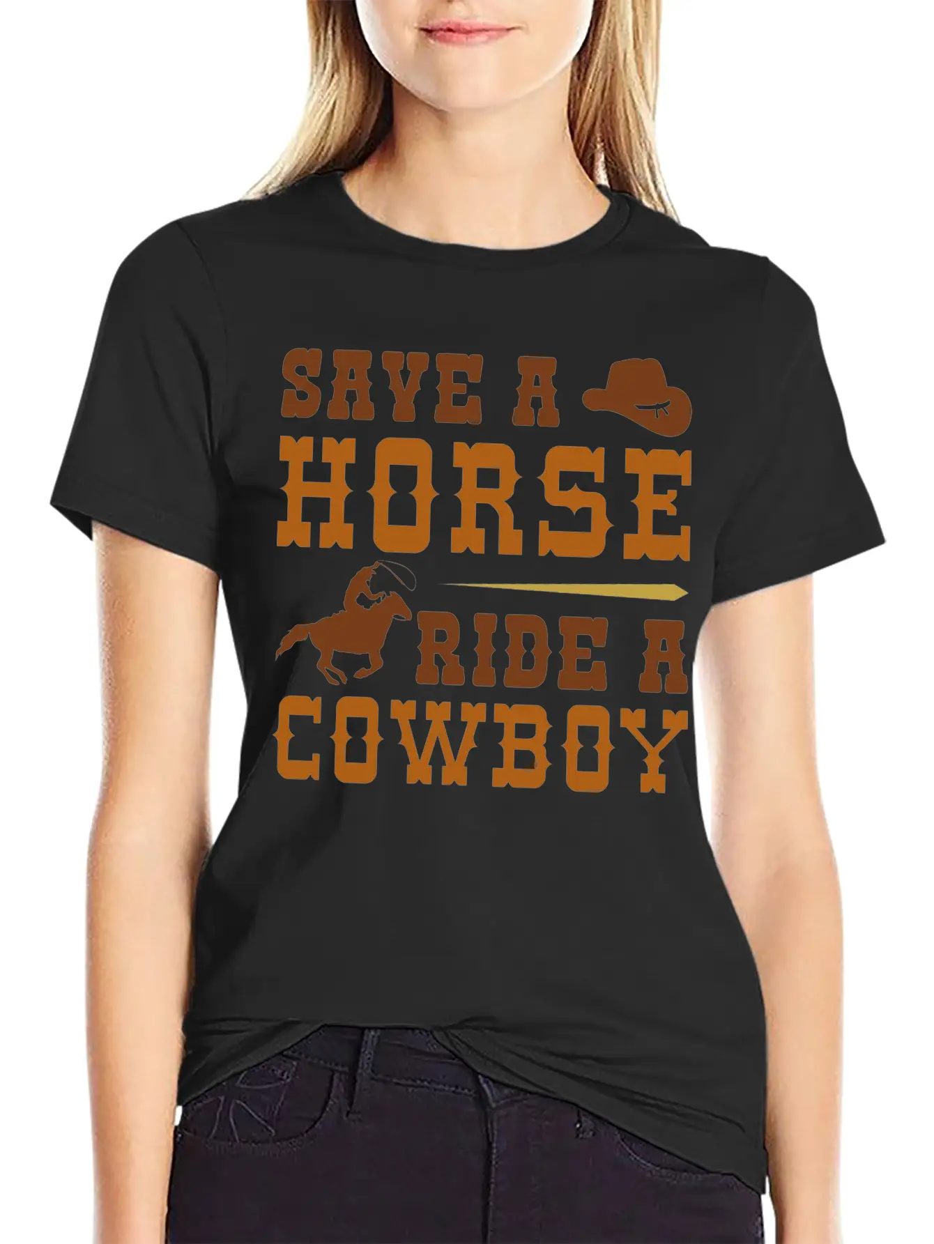 Save A Horse Ride A Cowboy Essential Cotton Tee For Daily Outfits ¨C Unisex Style