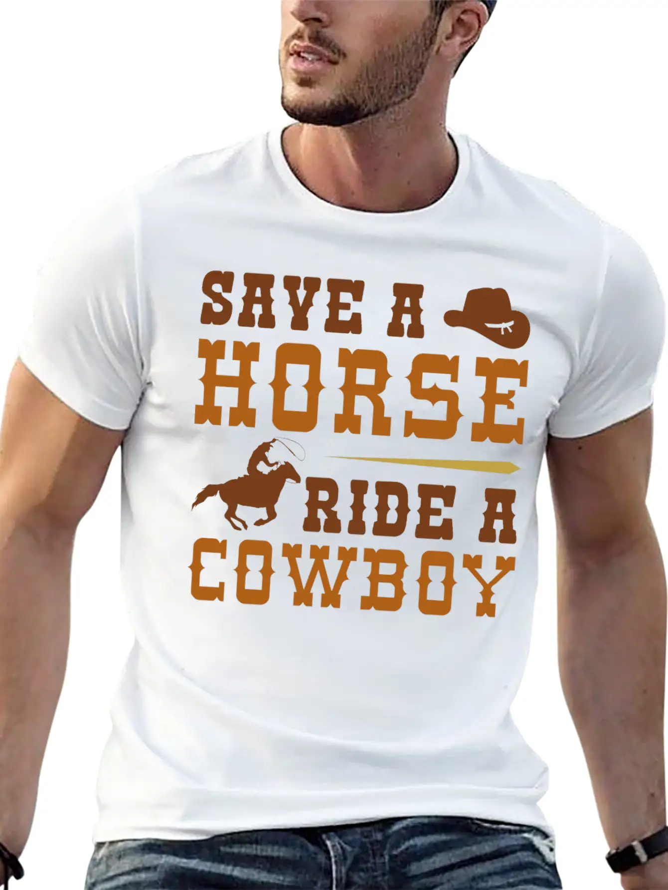 Save A Horse Ride A Cowboy Essential Cotton Tee For Daily Outfits ¨C Unisex Style