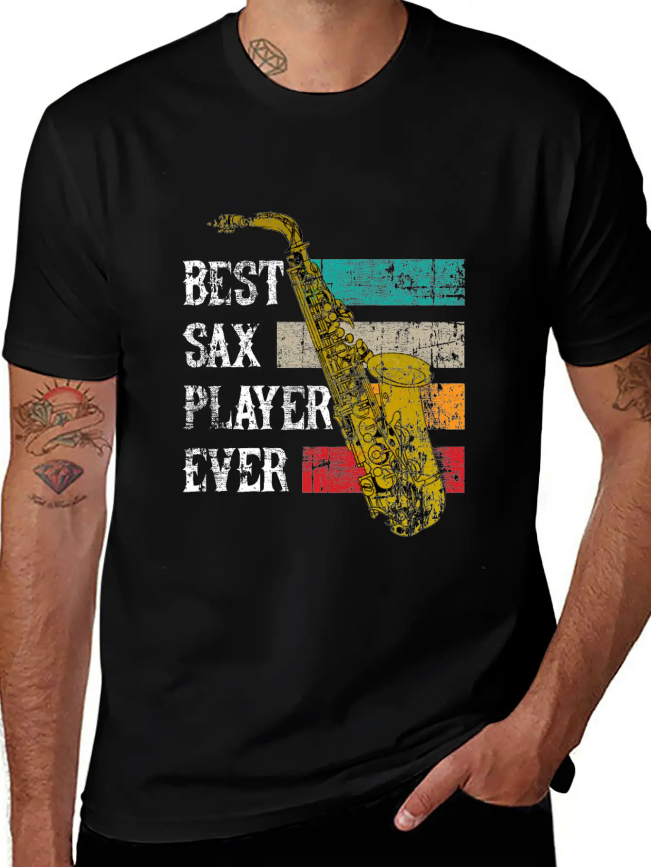 Saxophone Jazz Sax Gift Music Instrument Essential Cotton Tee For Daily Outfits ¨C Unisex Style