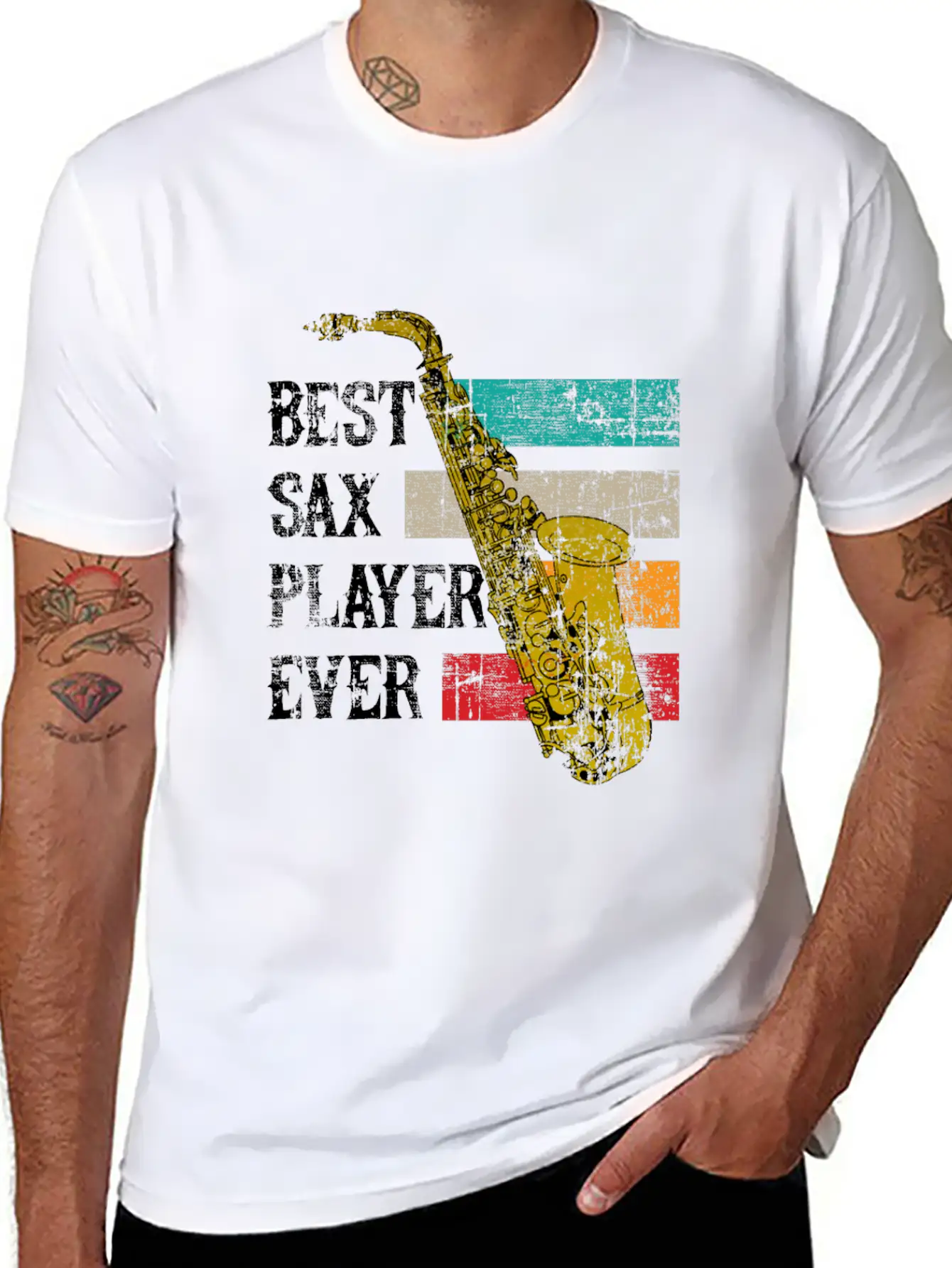 Saxophone Jazz Sax Gift Music Instrument Essential Cotton Tee For Daily Outfits ¨C Unisex Style