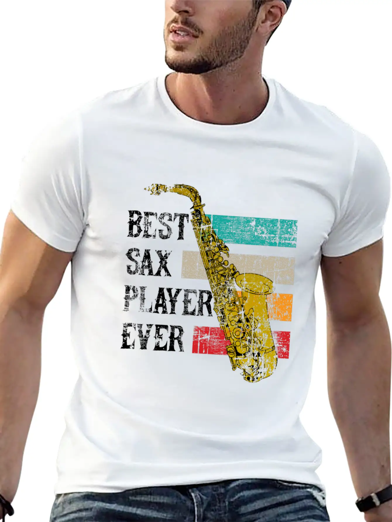 Saxophone Jazz Sax Gift Music Instrument Essential Cotton Tee For Daily Outfits ¨C Unisex Style