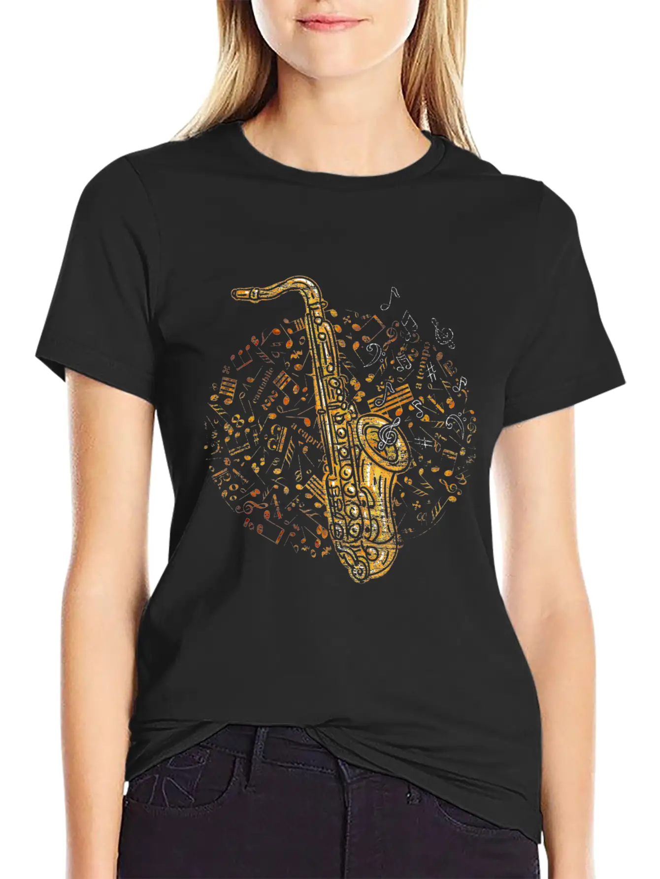 Saxophone Music Notes Melody Soft Cotton Short Sleeve Tee ¨C Unisex Wardrobe Staple