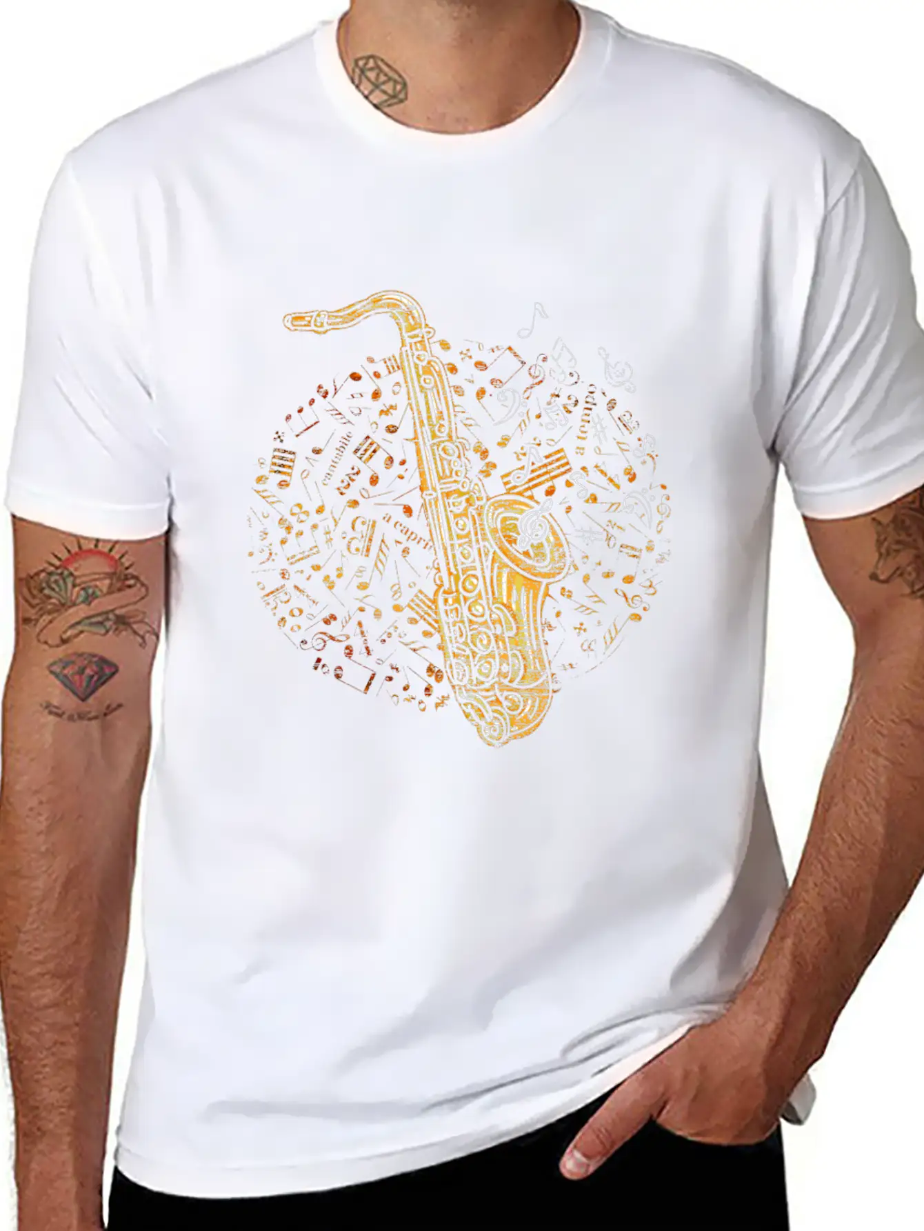 Saxophone Music Notes Melody Soft Cotton Short Sleeve Tee ¨C Unisex Wardrobe Staple