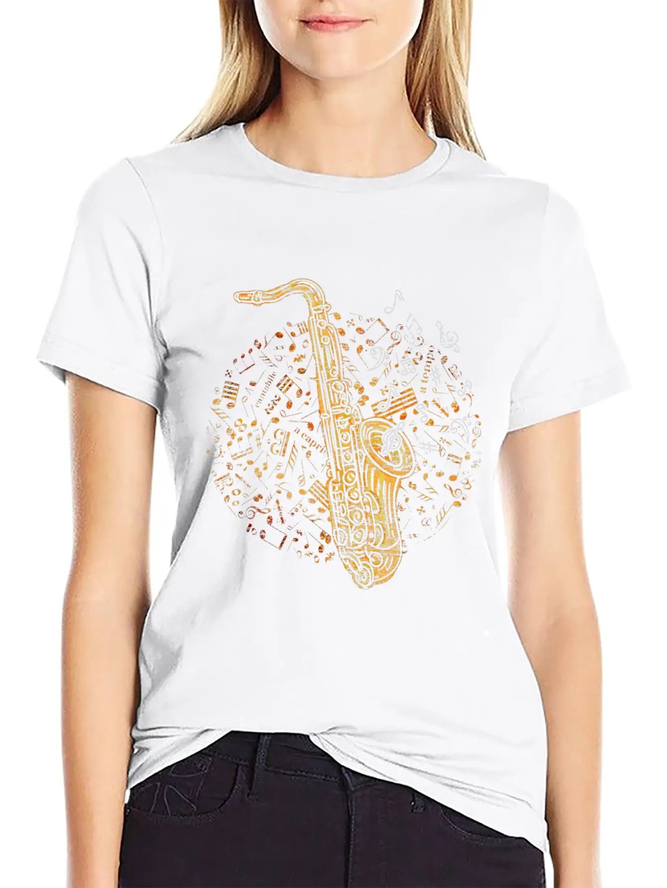 Saxophone Music Notes Melody Soft Cotton Short Sleeve Tee ¨C Unisex Wardrobe Staple