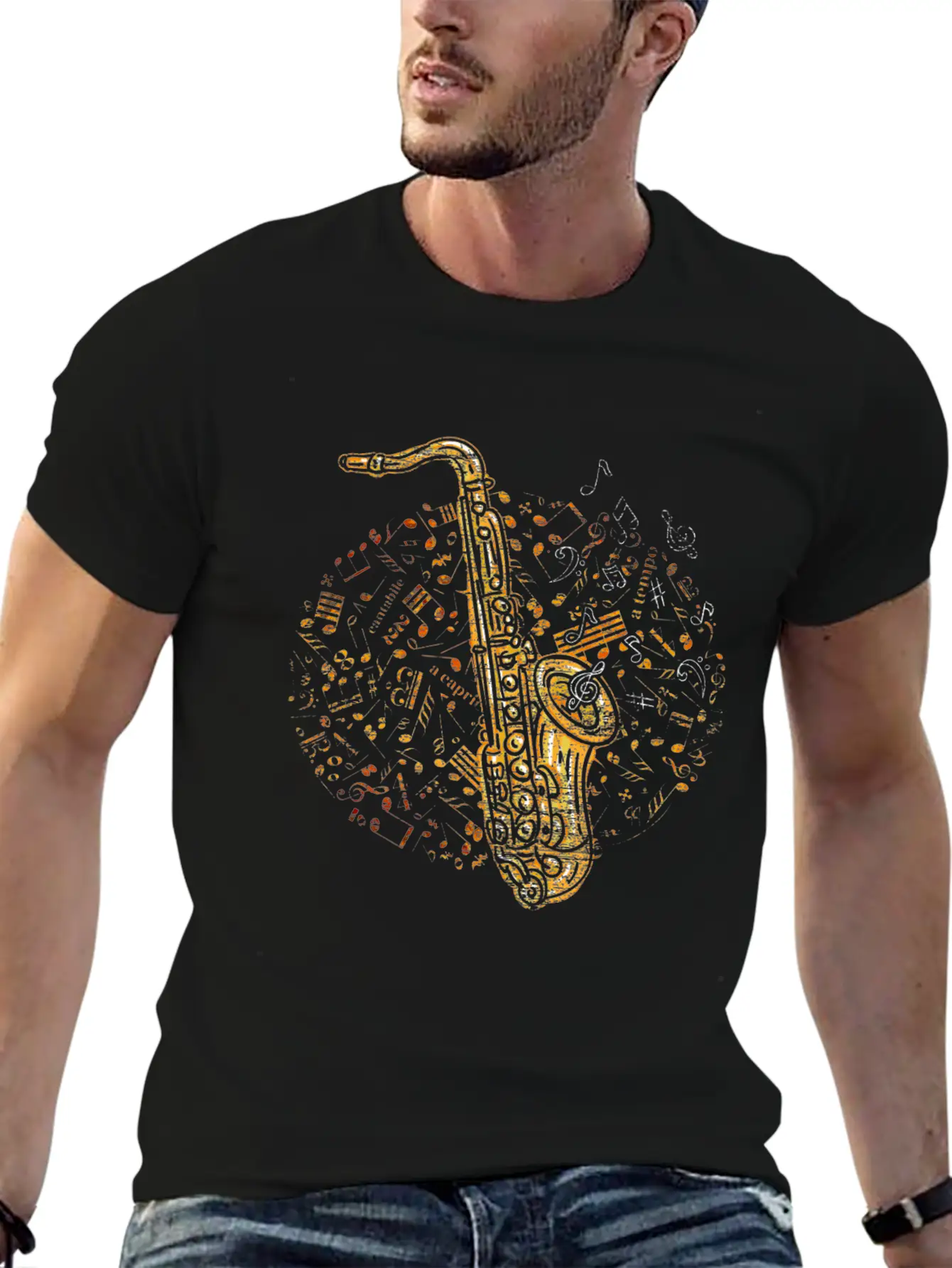 Saxophone Music Notes Melody Soft Cotton Short Sleeve Tee ¨C Unisex Wardrobe Staple