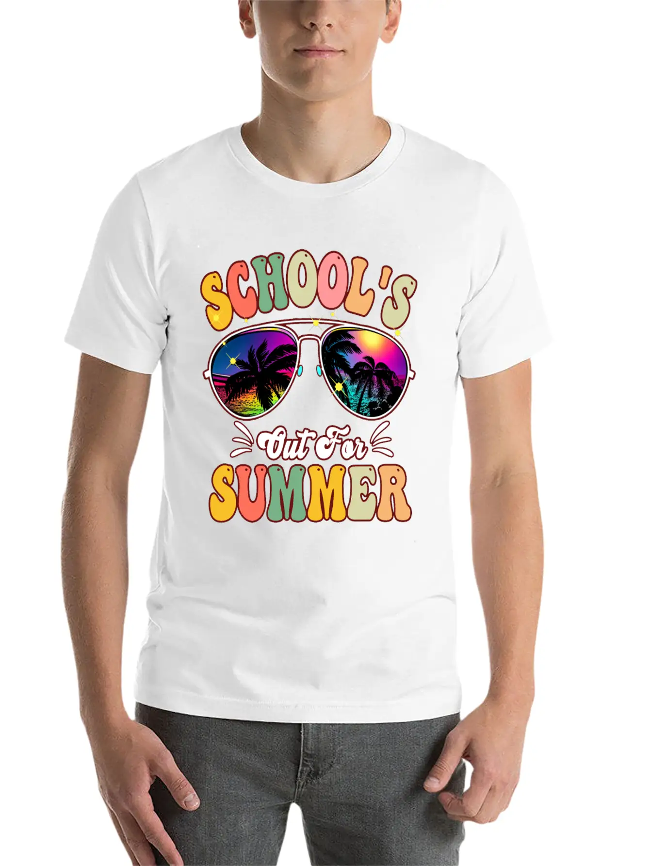 School's Out For Summer Tie Dye Sunglasses Teacher Essential Cotton Tee For Daily Outfits ¨C Unisex Style