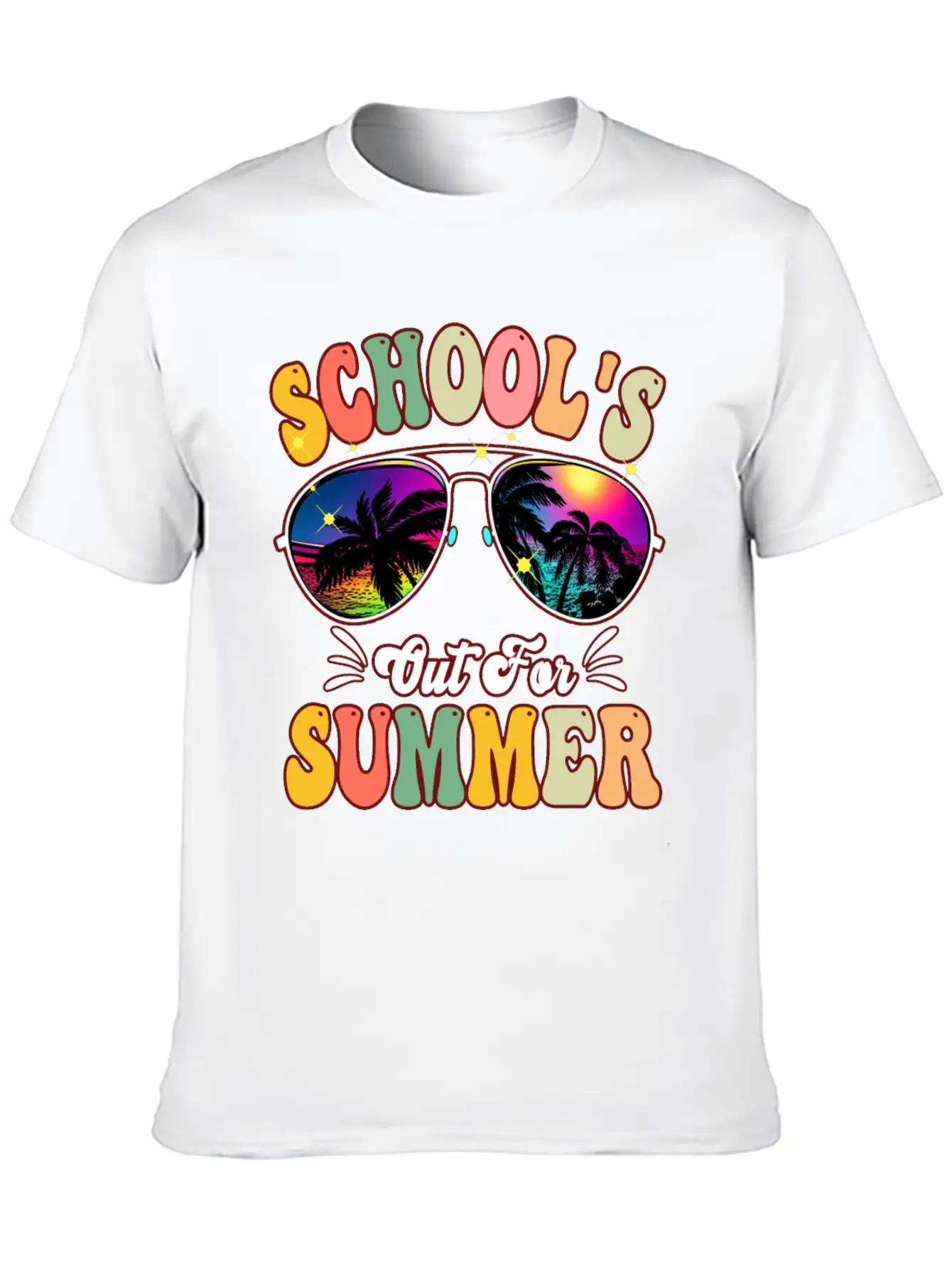 School's Out For Summer Tie Dye Sunglasses Teacher Essential Cotton Tee For Daily Outfits ¨C Unisex Style