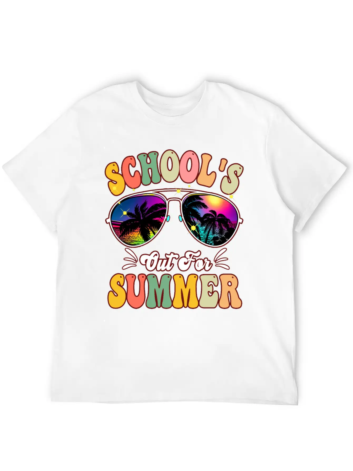 School's Out For Summer Tie Dye Sunglasses Teacher Essential Cotton Tee For Daily Outfits ¨C Unisex Style