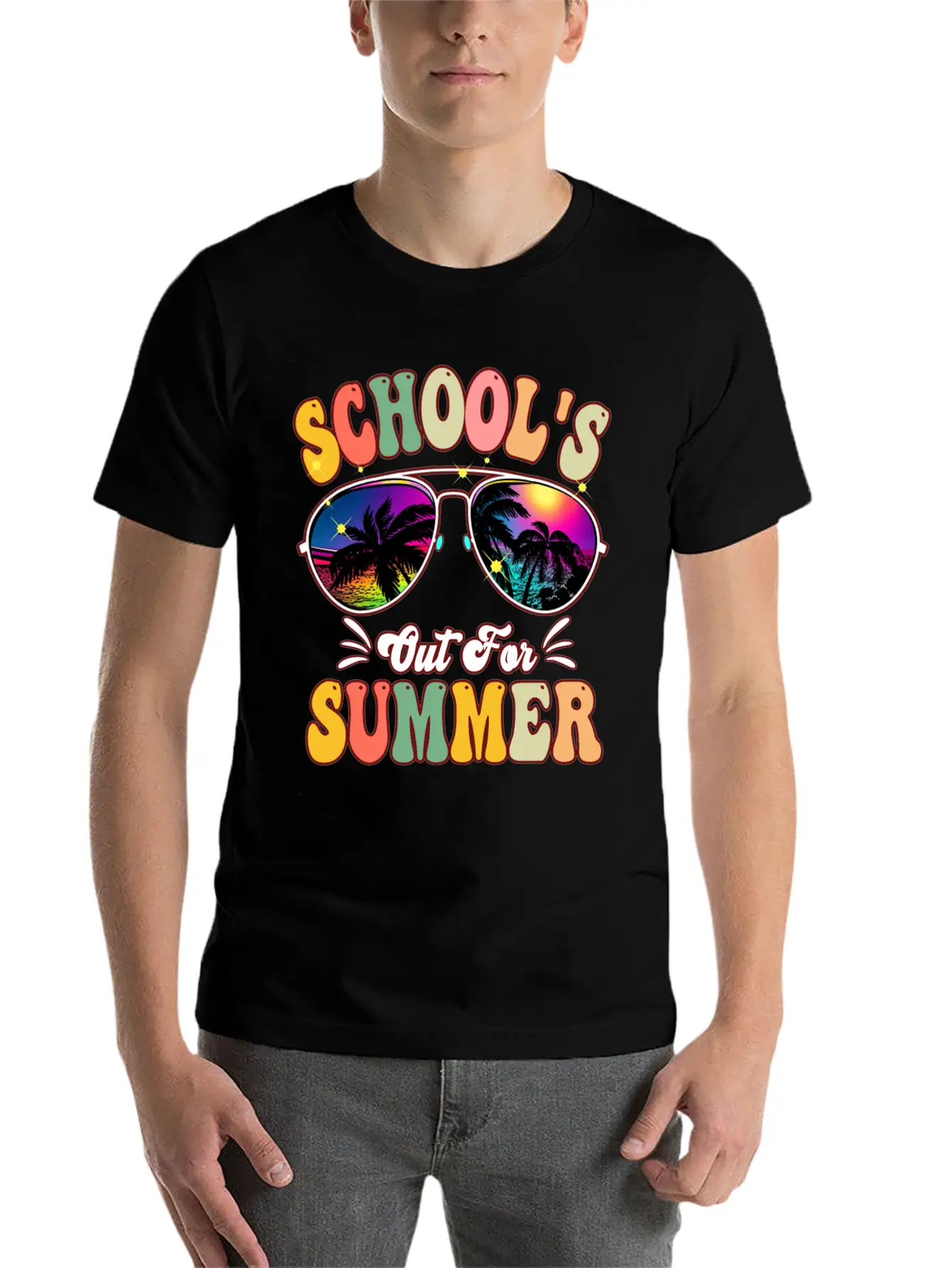 School's Out For Summer Tie Dye Sunglasses Teacher Essential Cotton Tee For Daily Outfits ¨C Unisex Style