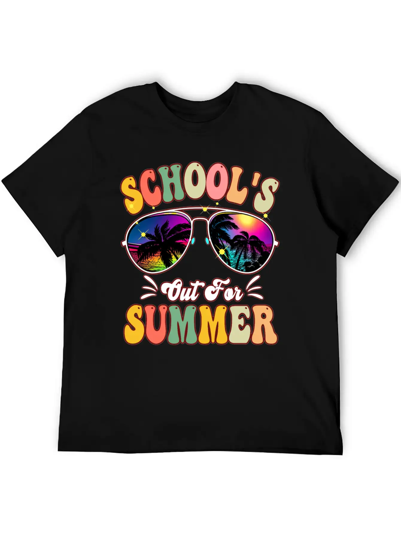 School's Out For Summer Tie Dye Sunglasses Teacher Essential Cotton Tee For Daily Outfits ¨C Unisex Style