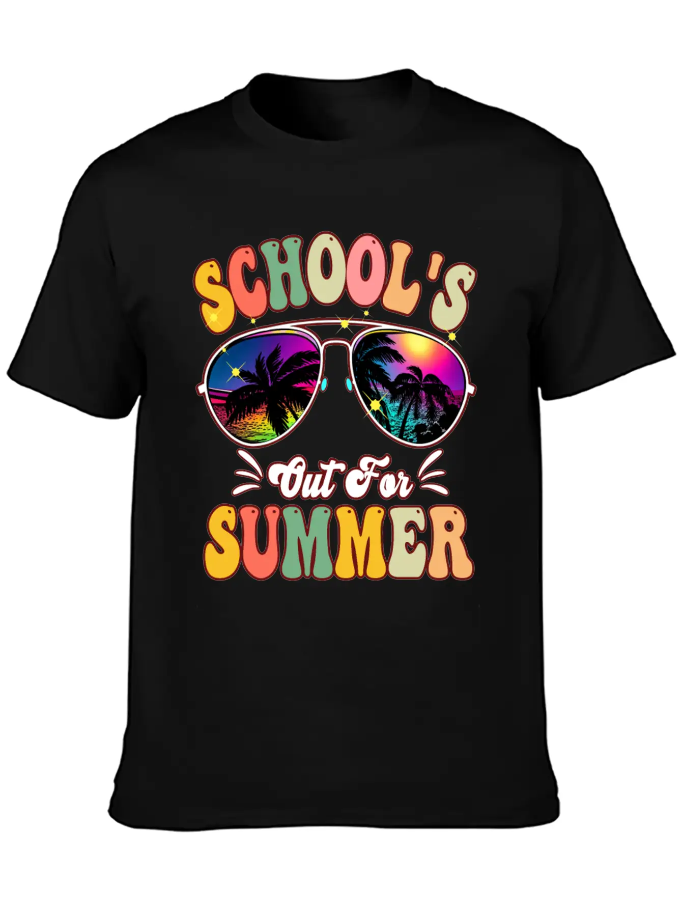 School's Out For Summer Tie Dye Sunglasses Teacher Essential Cotton Tee For Daily Outfits ¨C Unisex Style