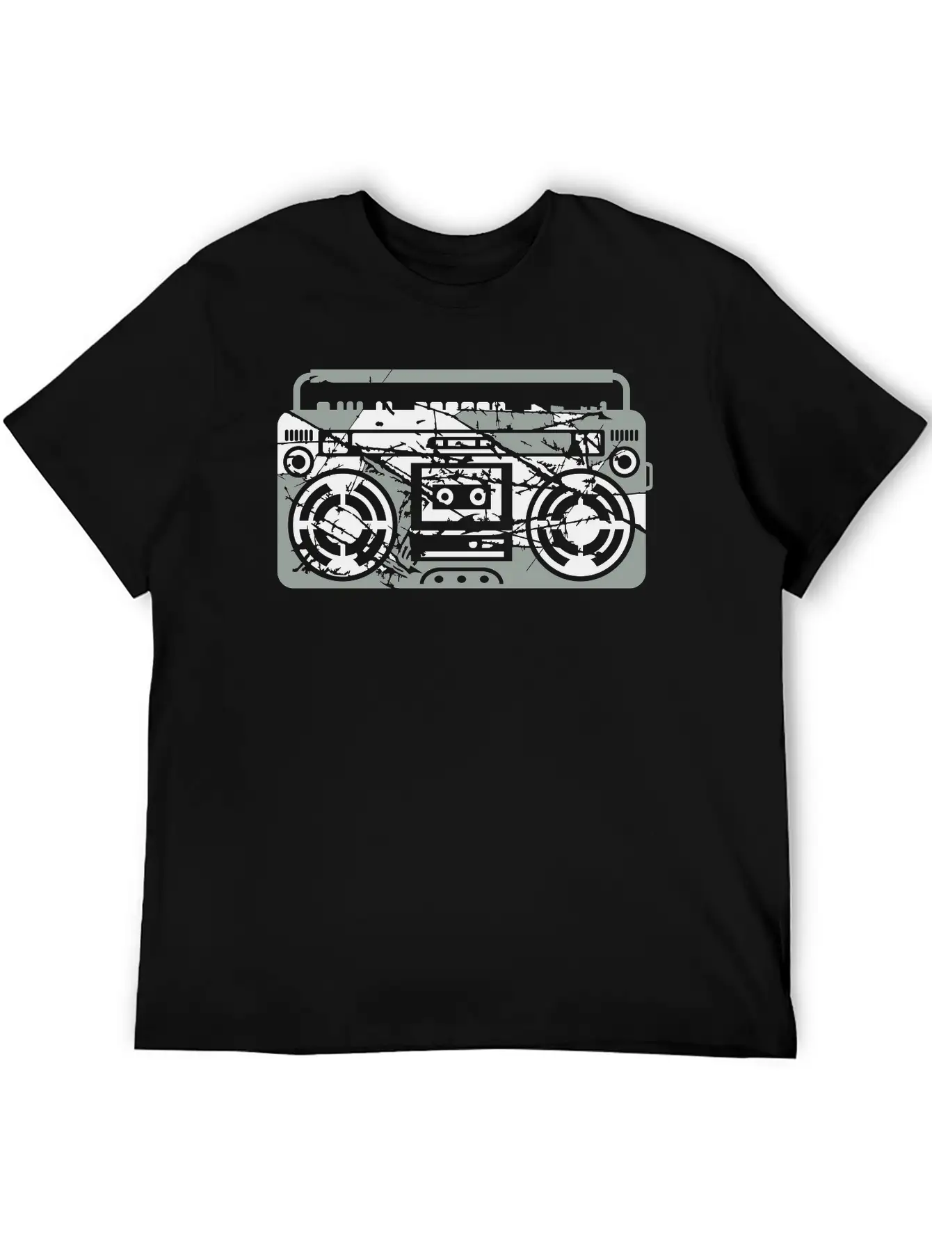 Scratch Ghettoblaster Cracks Music Player Retro Pa Soft Cotton Short Sleeve Tee ¨C Unisex Wardrobe Staple