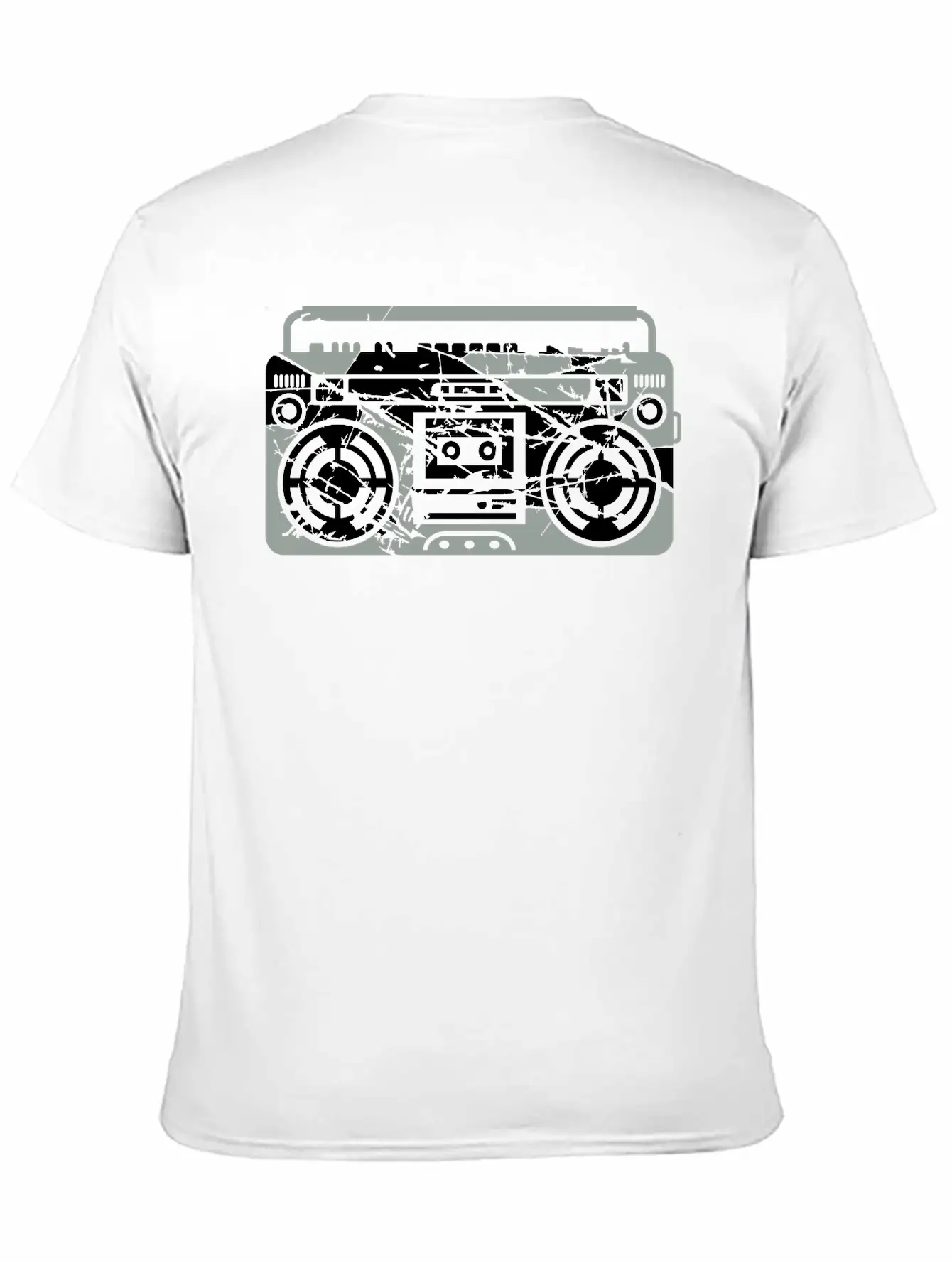 Scratch Ghettoblaster Cracks Music Player Retro Pa Soft Cotton Short Sleeve Tee ¨C Unisex Wardrobe Staple
