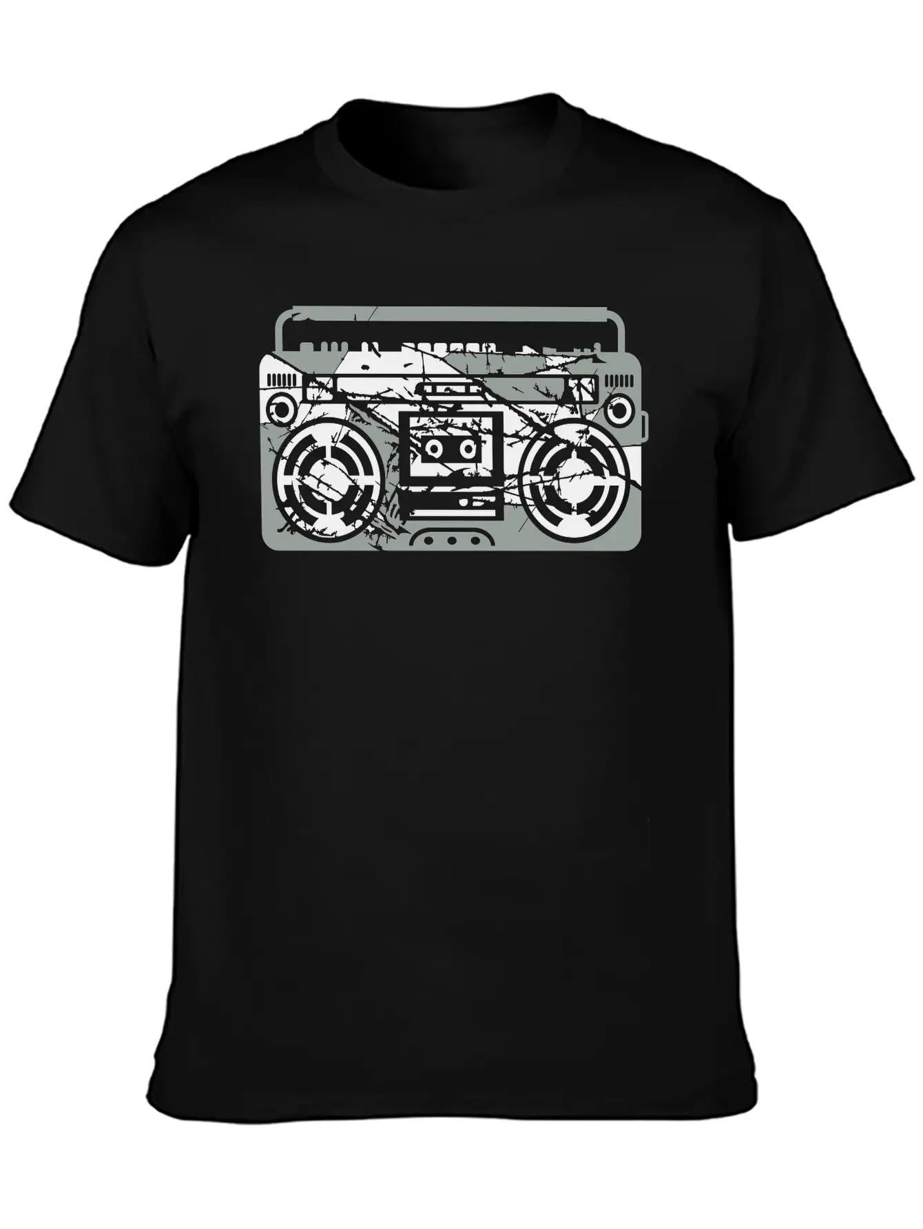 Scratch Ghettoblaster Cracks Music Player Retro Pa Soft Cotton Short Sleeve Tee ¨C Unisex Wardrobe Staple