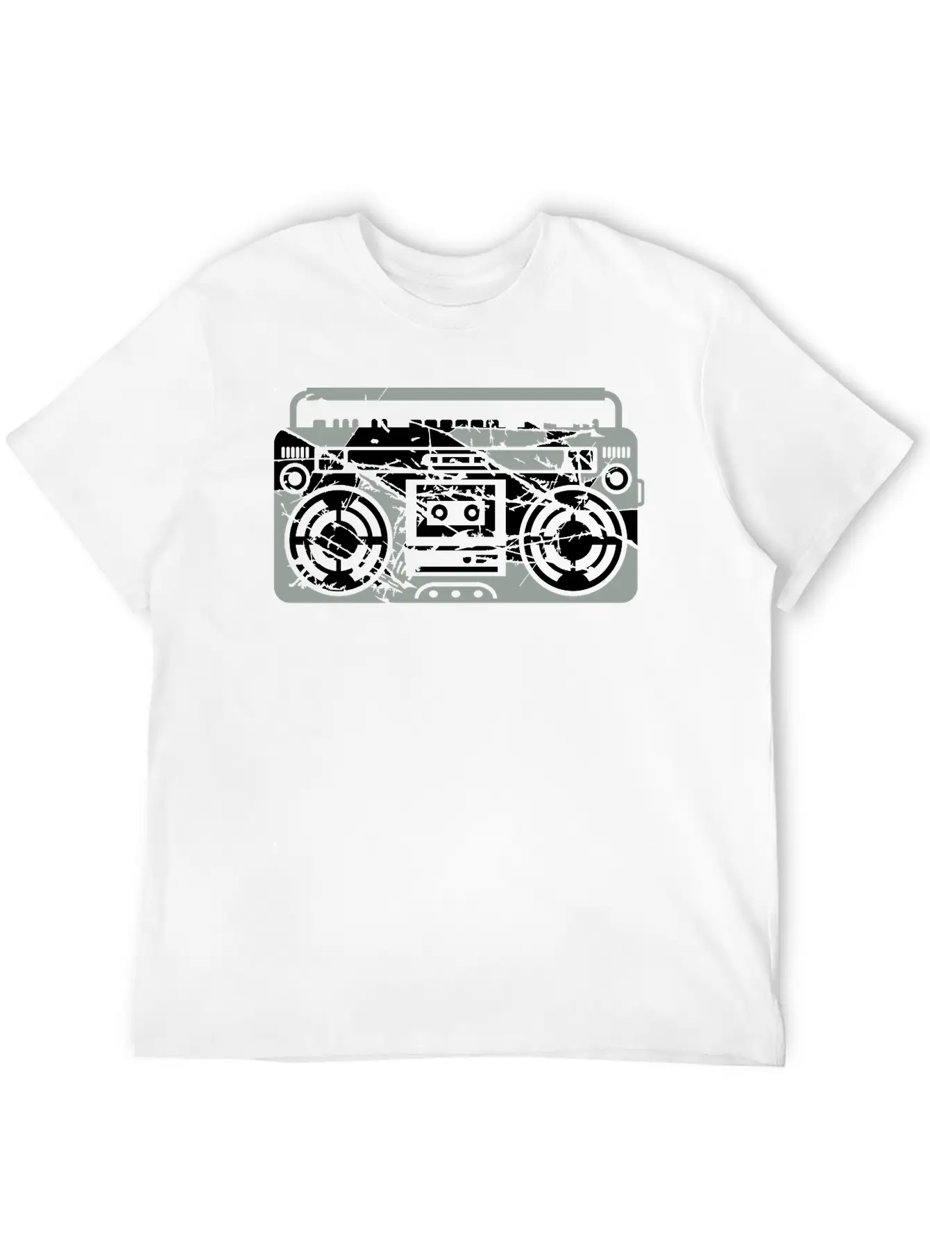 Scratch Ghettoblaster Cracks Music Player Retro Pa Soft Cotton Short Sleeve Tee ¨C Unisex Wardrobe Staple