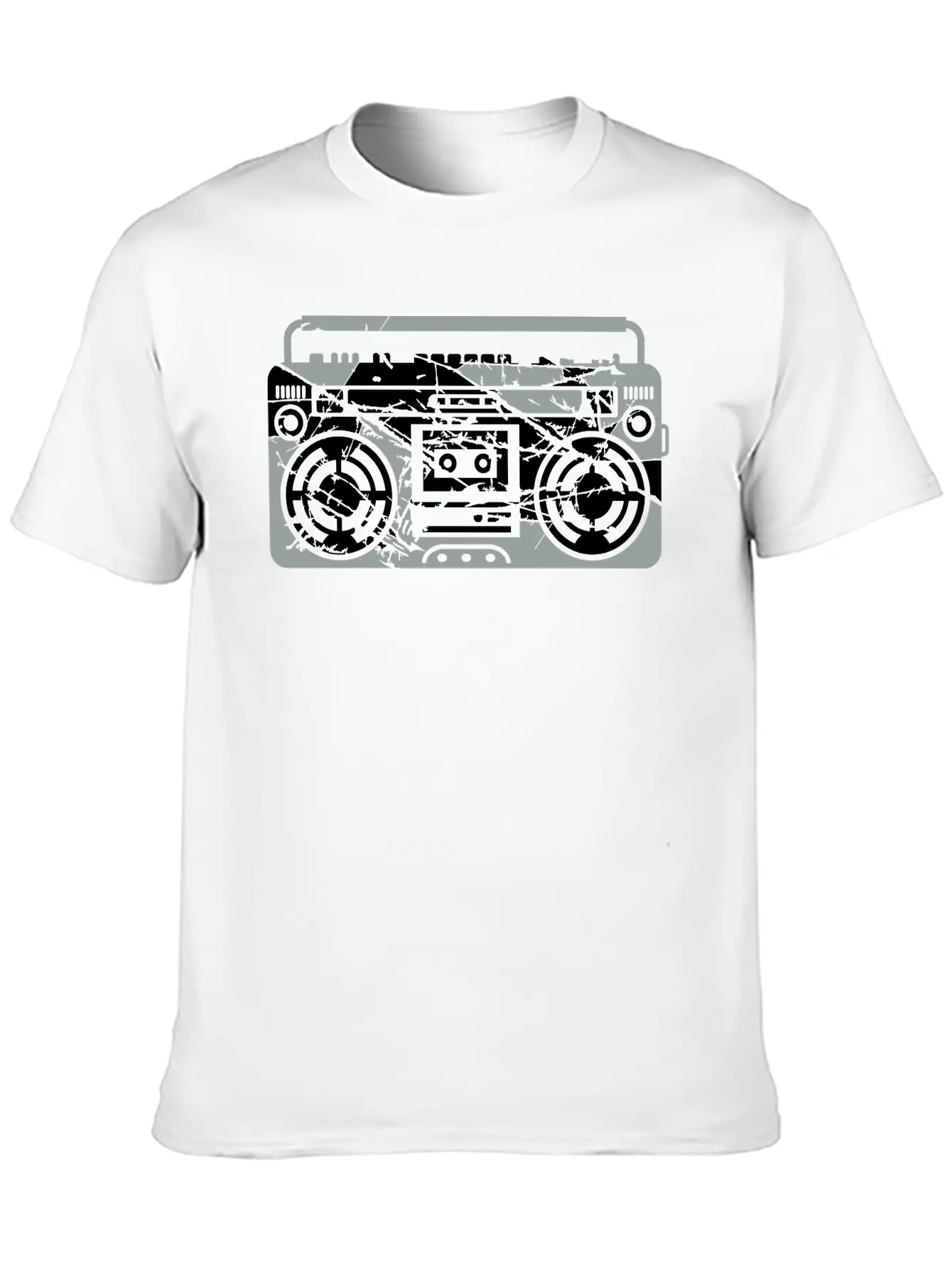 Scratch Ghettoblaster Cracks Music Player Retro Pa Soft Cotton Short Sleeve Tee ¨C Unisex Wardrobe Staple
