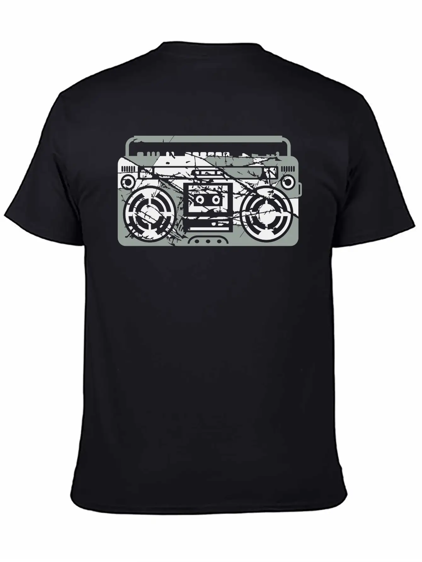 Scratch Ghettoblaster Cracks Music Player Retro Pa Soft Cotton Short Sleeve Tee ¨C Unisex Wardrobe Staple