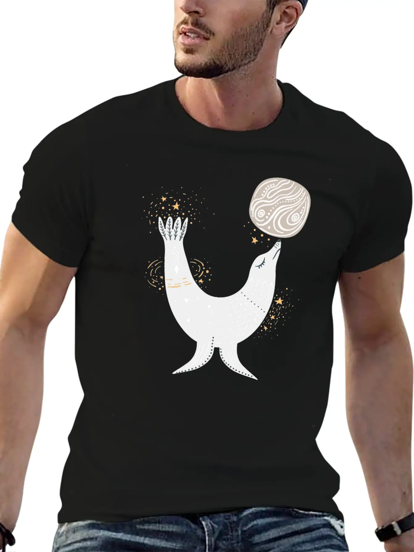 Seal Doodle Drawing Basic Graphic T-Shirt ¨C Daily Comfort In Soft Cotton