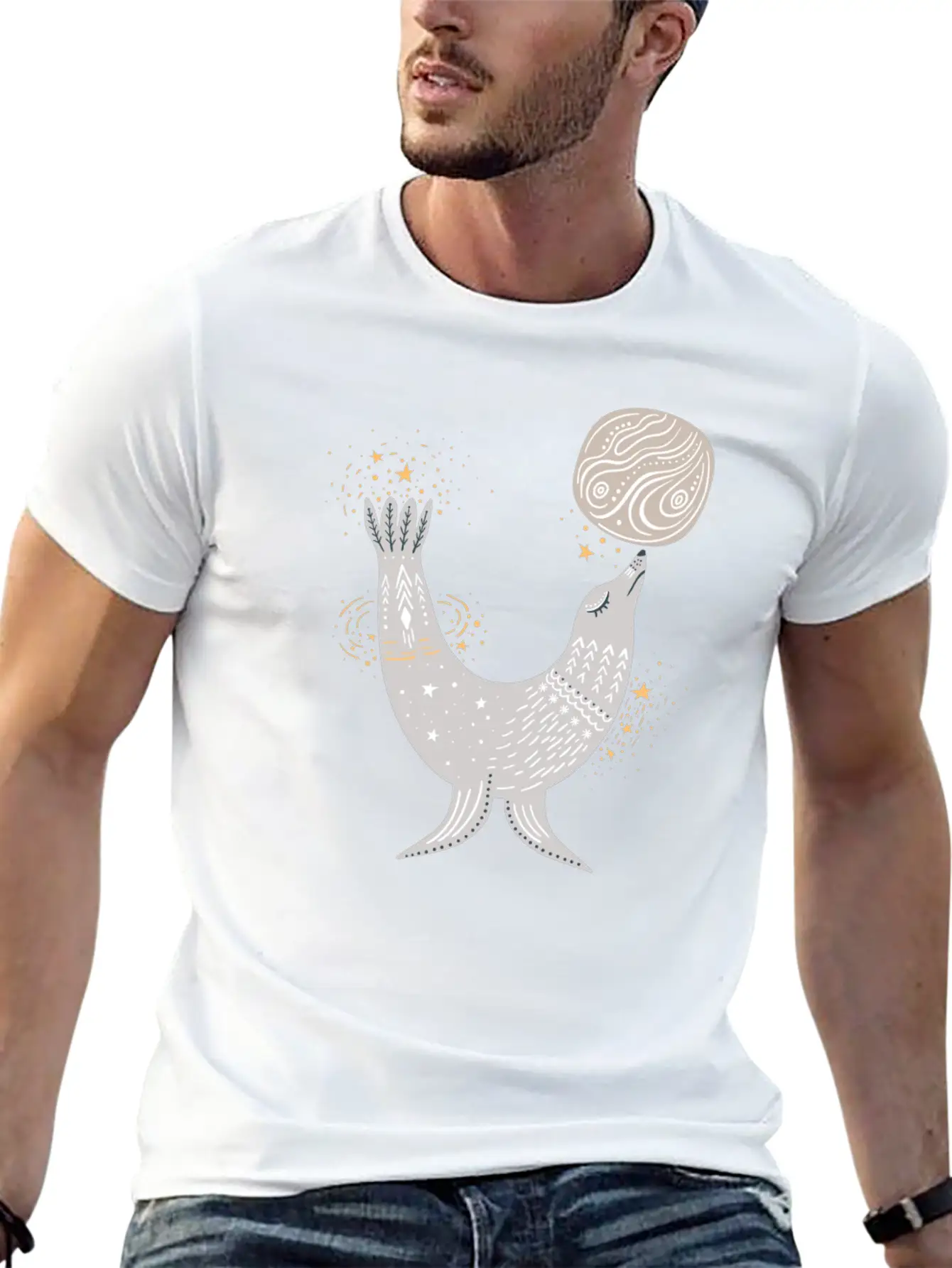 Seal Doodle Drawing Basic Graphic T-Shirt ¨C Daily Comfort In Soft Cotton