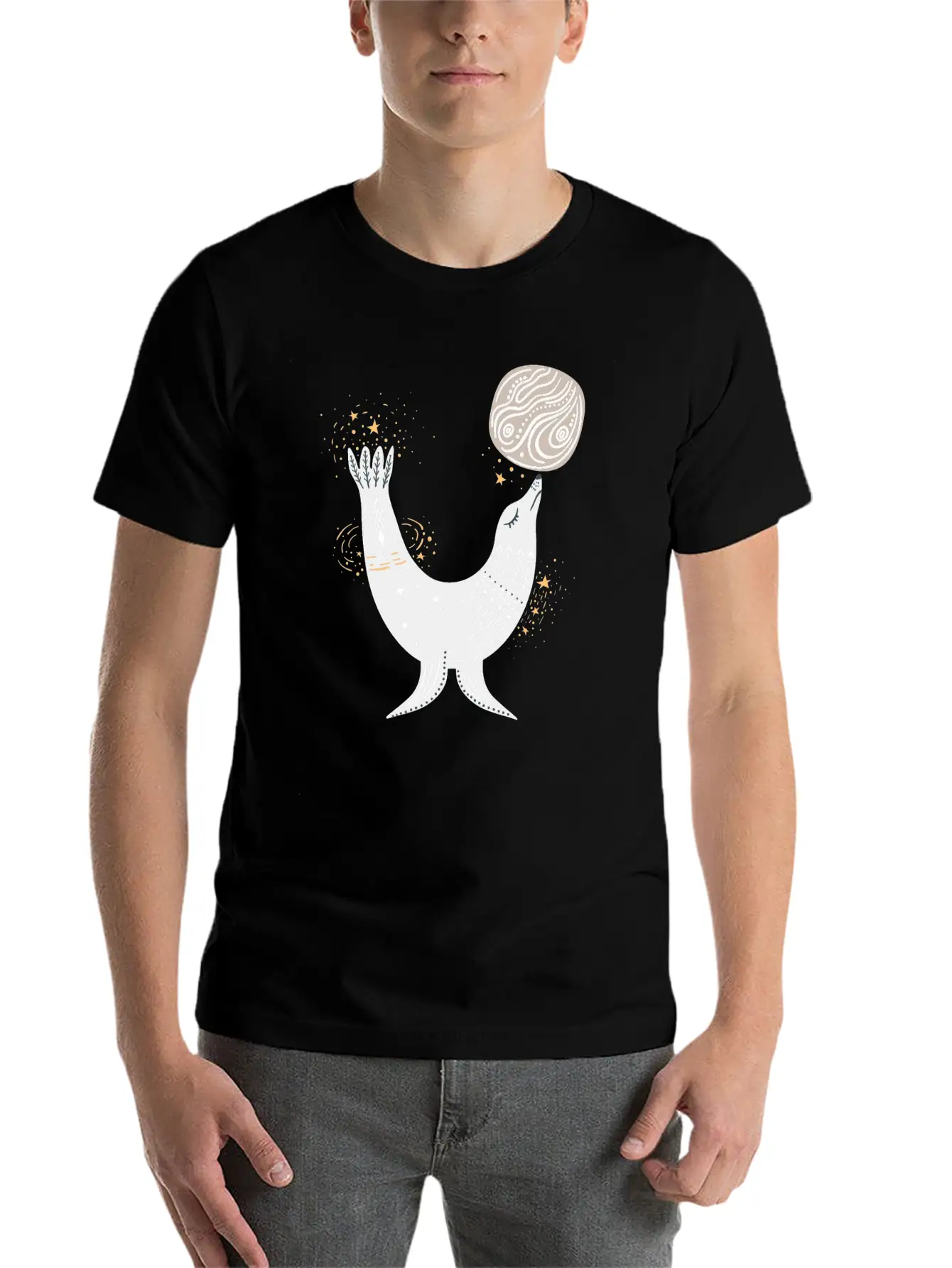 Seal Doodle Drawing Basic Graphic T-Shirt ¨C Daily Comfort In Soft Cotton