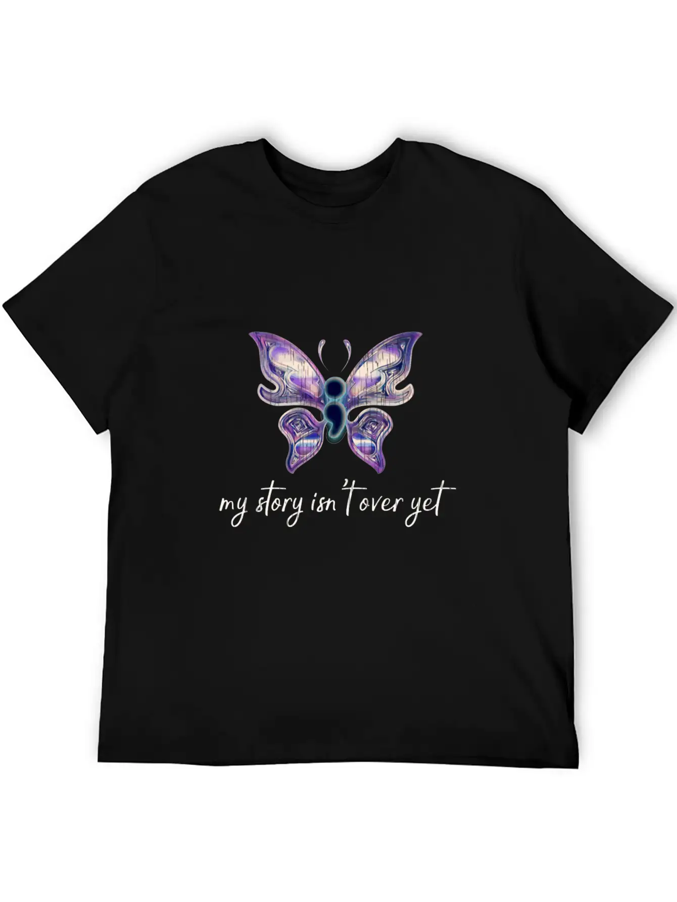 Semicolon Project Butterfly Depression Awareness M Basic Graphic T-Shirt ¨C Daily Comfort In Soft Cotton