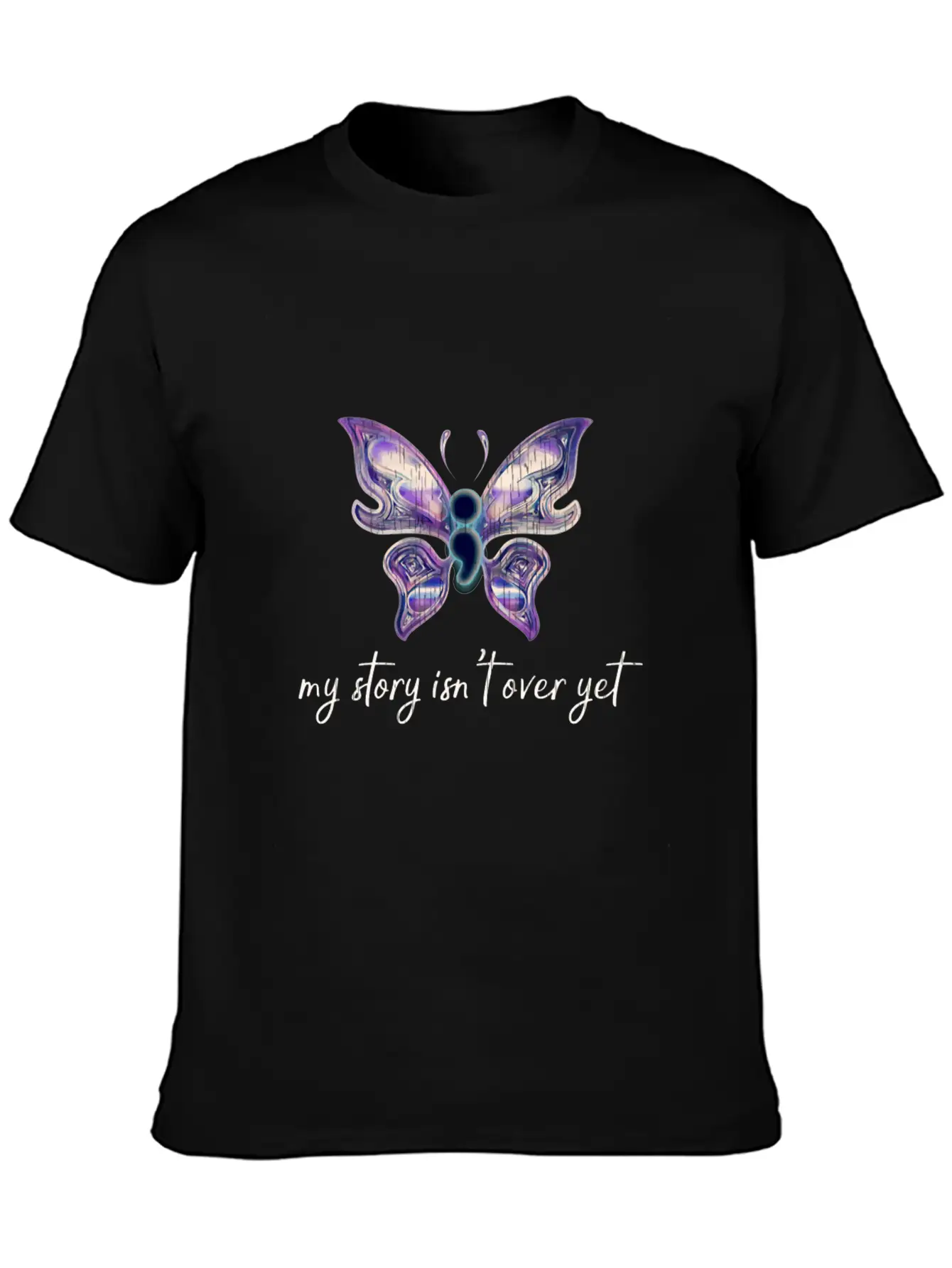 Semicolon Project Butterfly Depression Awareness M Basic Graphic T-Shirt ¨C Daily Comfort In Soft Cotton
