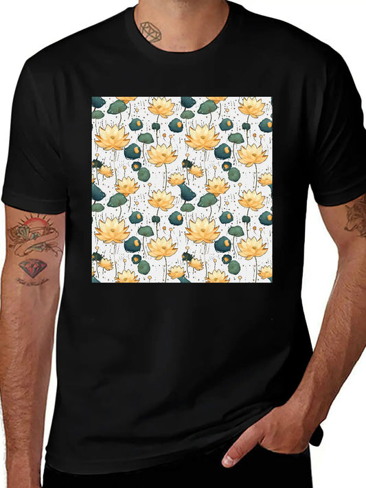 Serenity Blooms: Timeless Lotus Flower Pattern Basic Graphic T-Shirt ¨C Daily Comfort In Soft Cotton