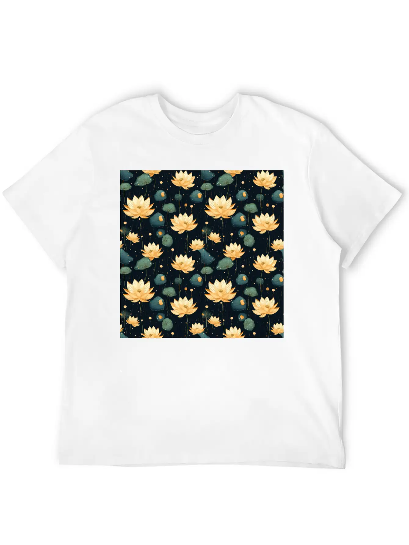 Serenity Blooms: Timeless Lotus Flower Pattern Basic Graphic T-Shirt ¨C Daily Comfort In Soft Cotton