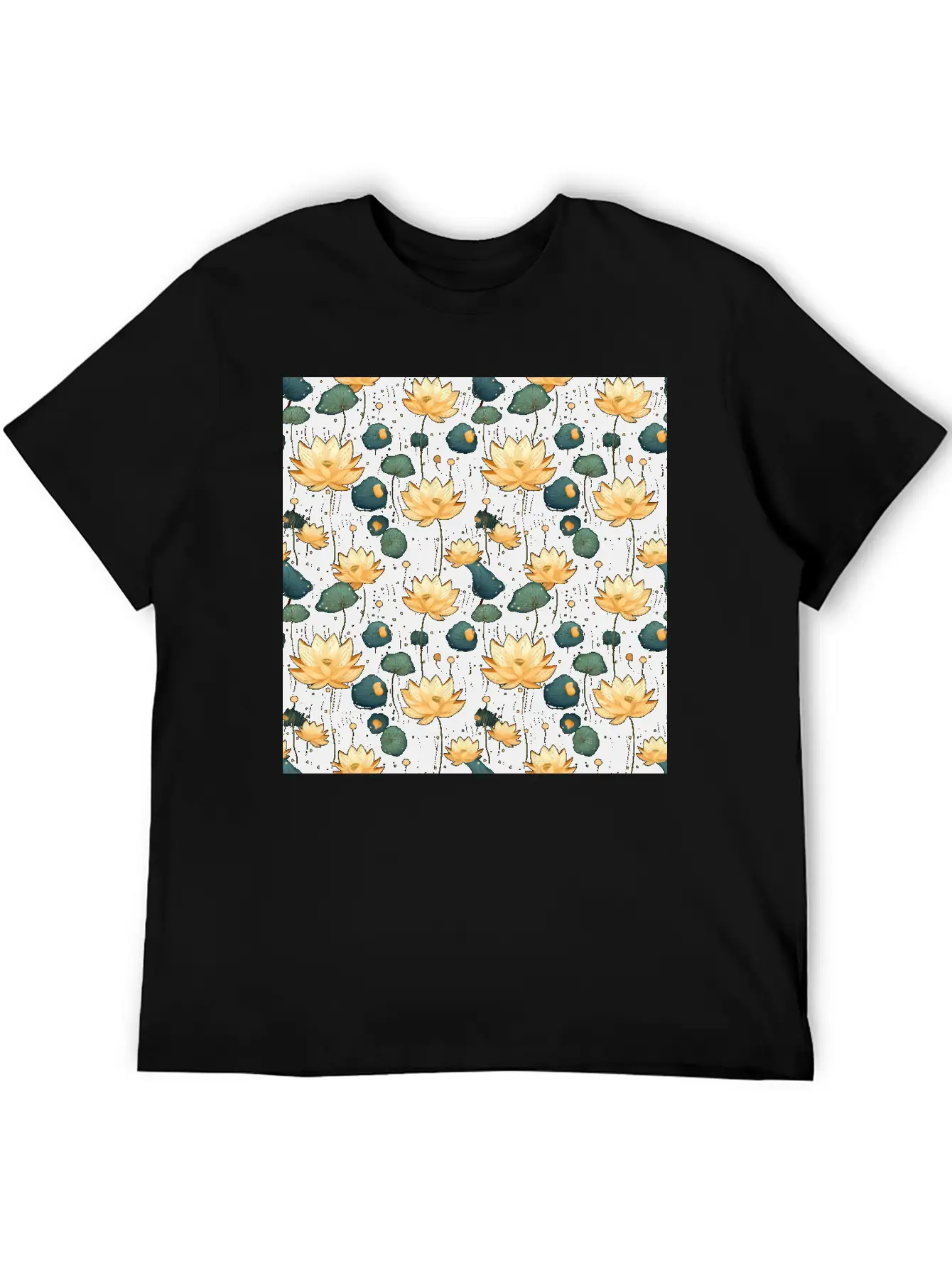 Serenity Blooms: Timeless Lotus Flower Pattern Basic Graphic T-Shirt ¨C Daily Comfort In Soft Cotton