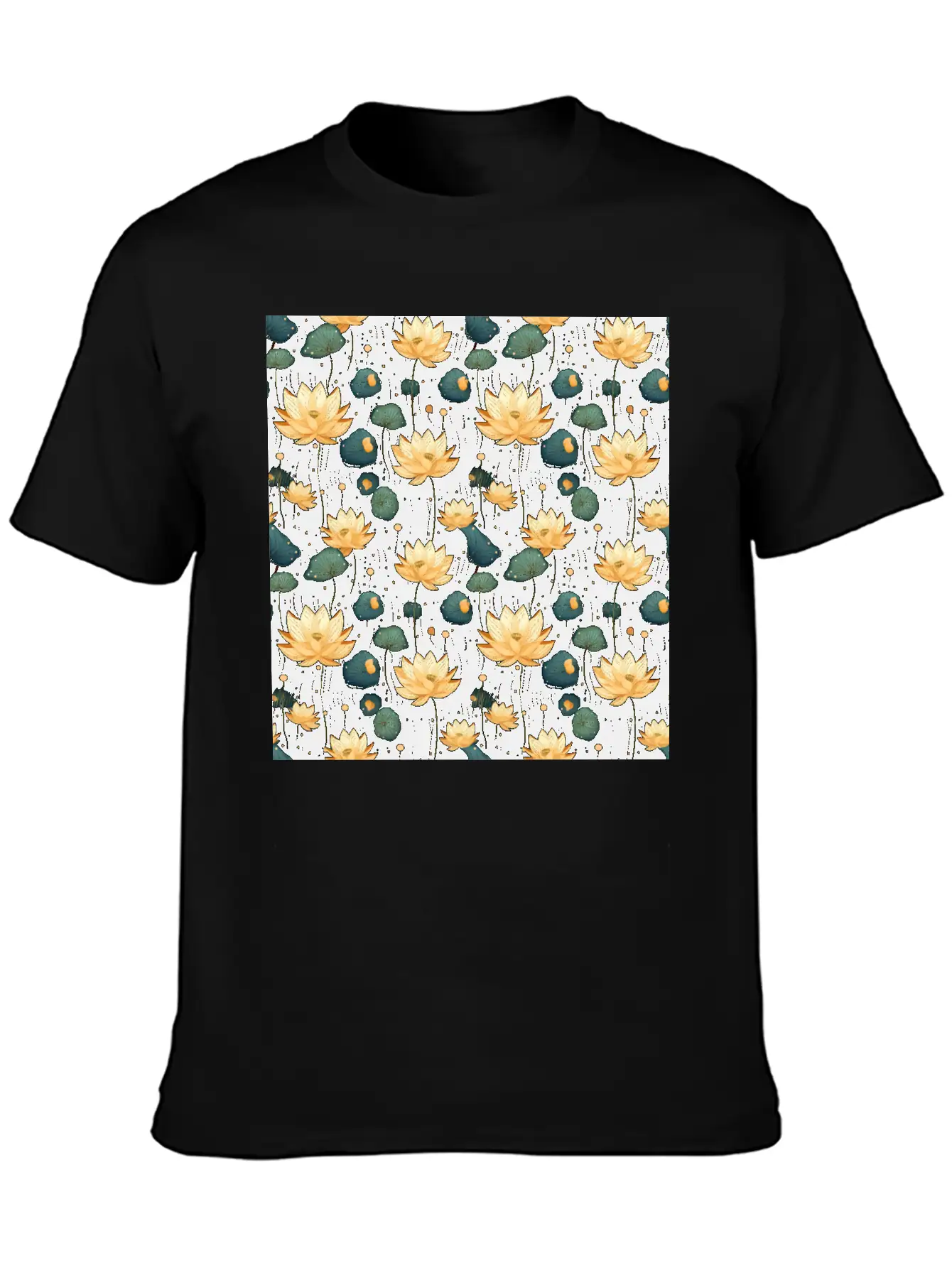Serenity Blooms: Timeless Lotus Flower Pattern Basic Graphic T-Shirt ¨C Daily Comfort In Soft Cotton