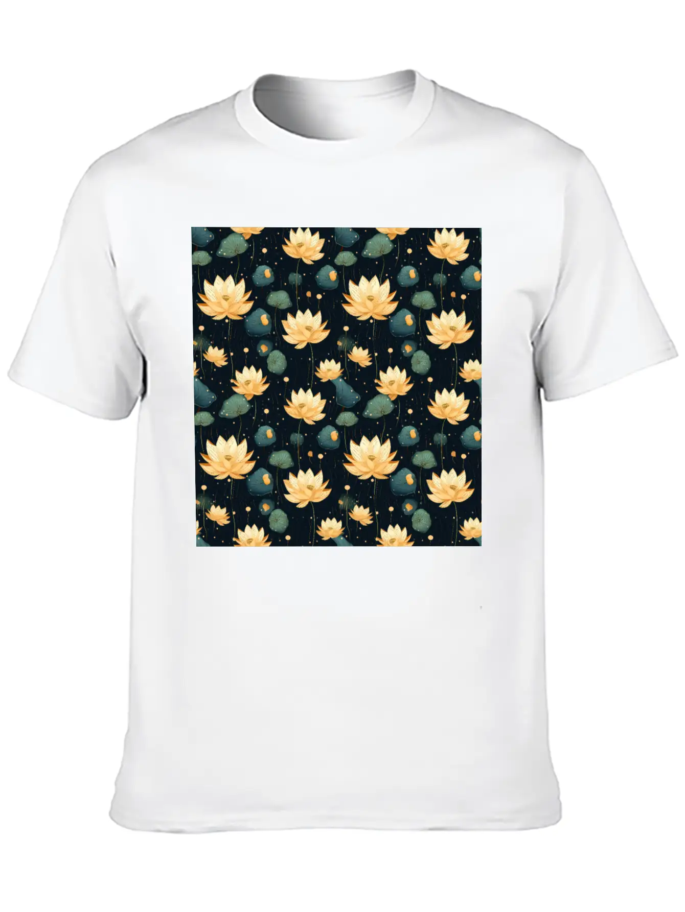 Serenity Blooms: Timeless Lotus Flower Pattern Basic Graphic T-Shirt ¨C Daily Comfort In Soft Cotton