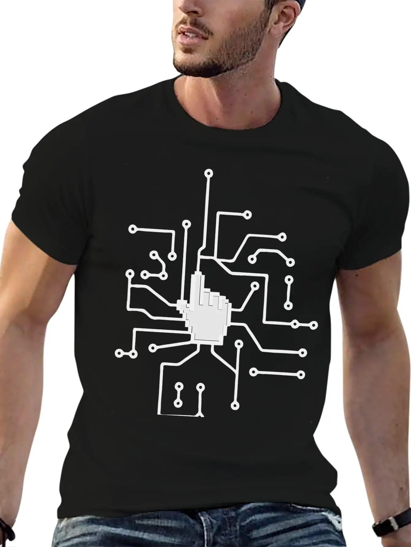 Show Mouse Hand Click Computer Pc Online Circuitry Essential Cotton Tee For Daily Outfits ¨C Unisex Style