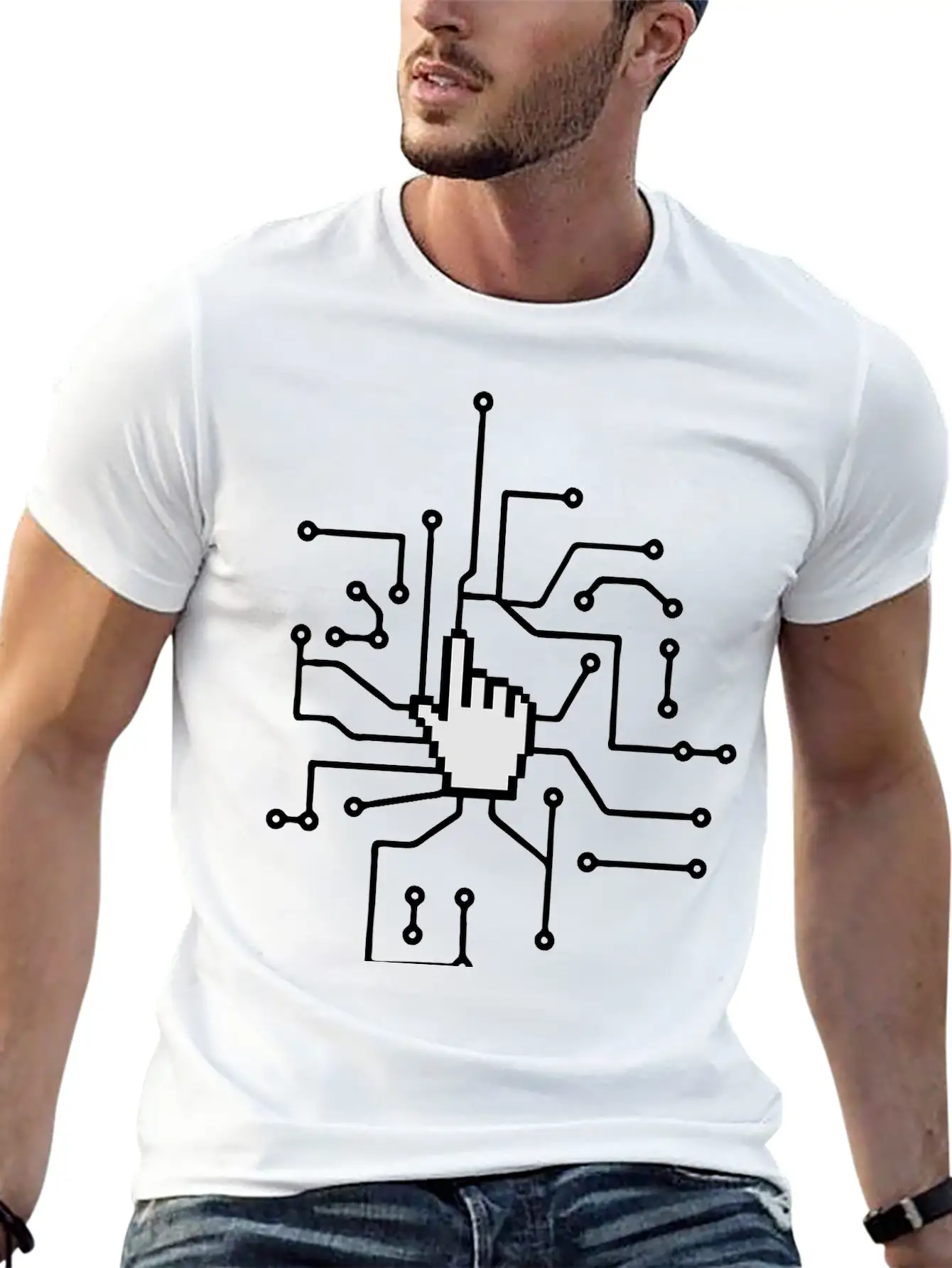 Show Mouse Hand Click Computer Pc Online Circuitry Essential Cotton Tee For Daily Outfits ¨C Unisex Style