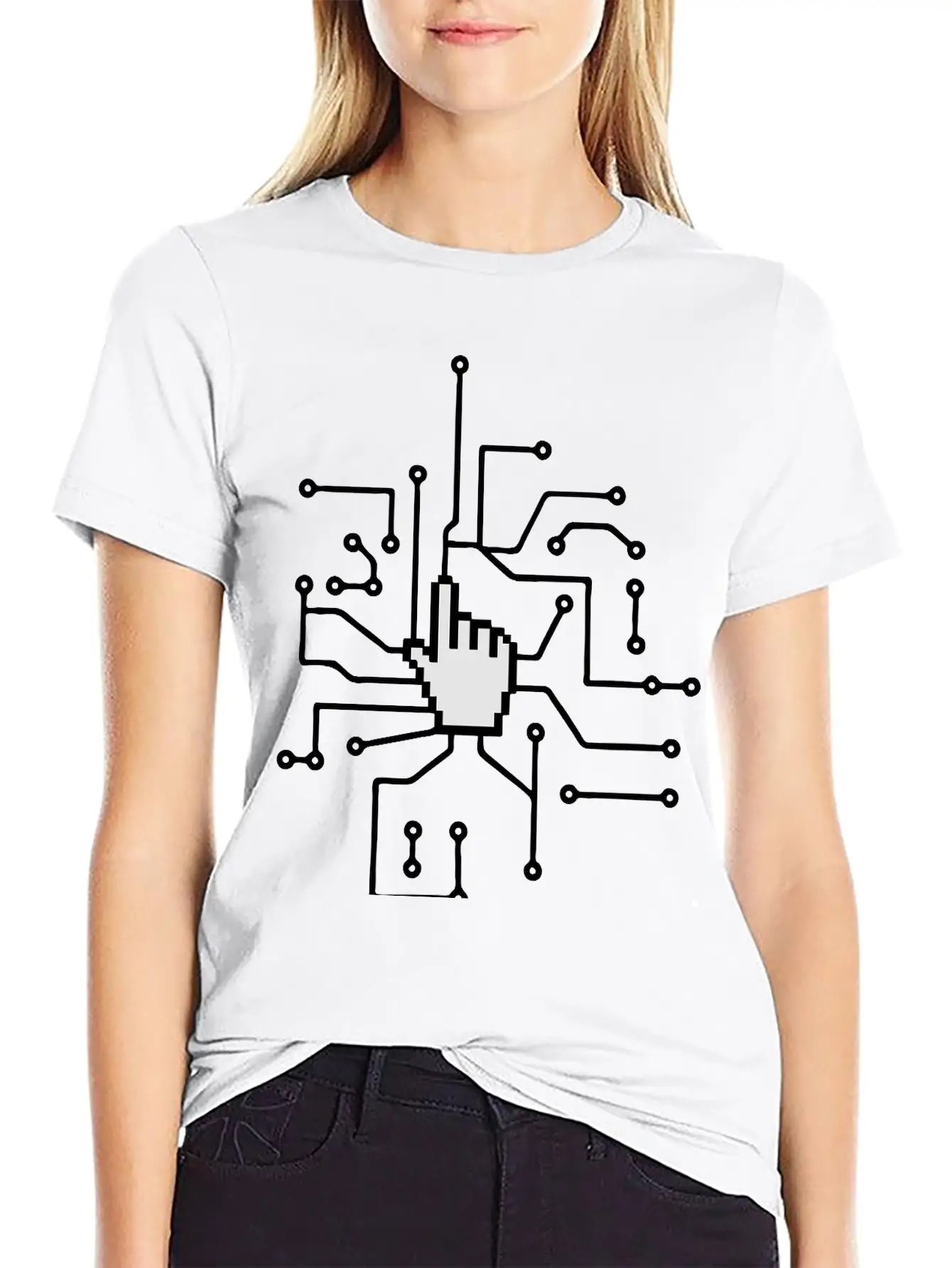 Show Mouse Hand Click Computer Pc Online Circuitry Essential Cotton Tee For Daily Outfits ¨C Unisex Style