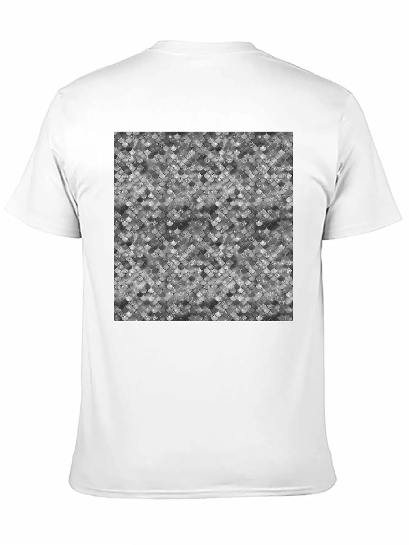 Silver Grey Mermaid Pattern Glam Essential Cotton Tee For Daily Outfits ¨C Unisex Style