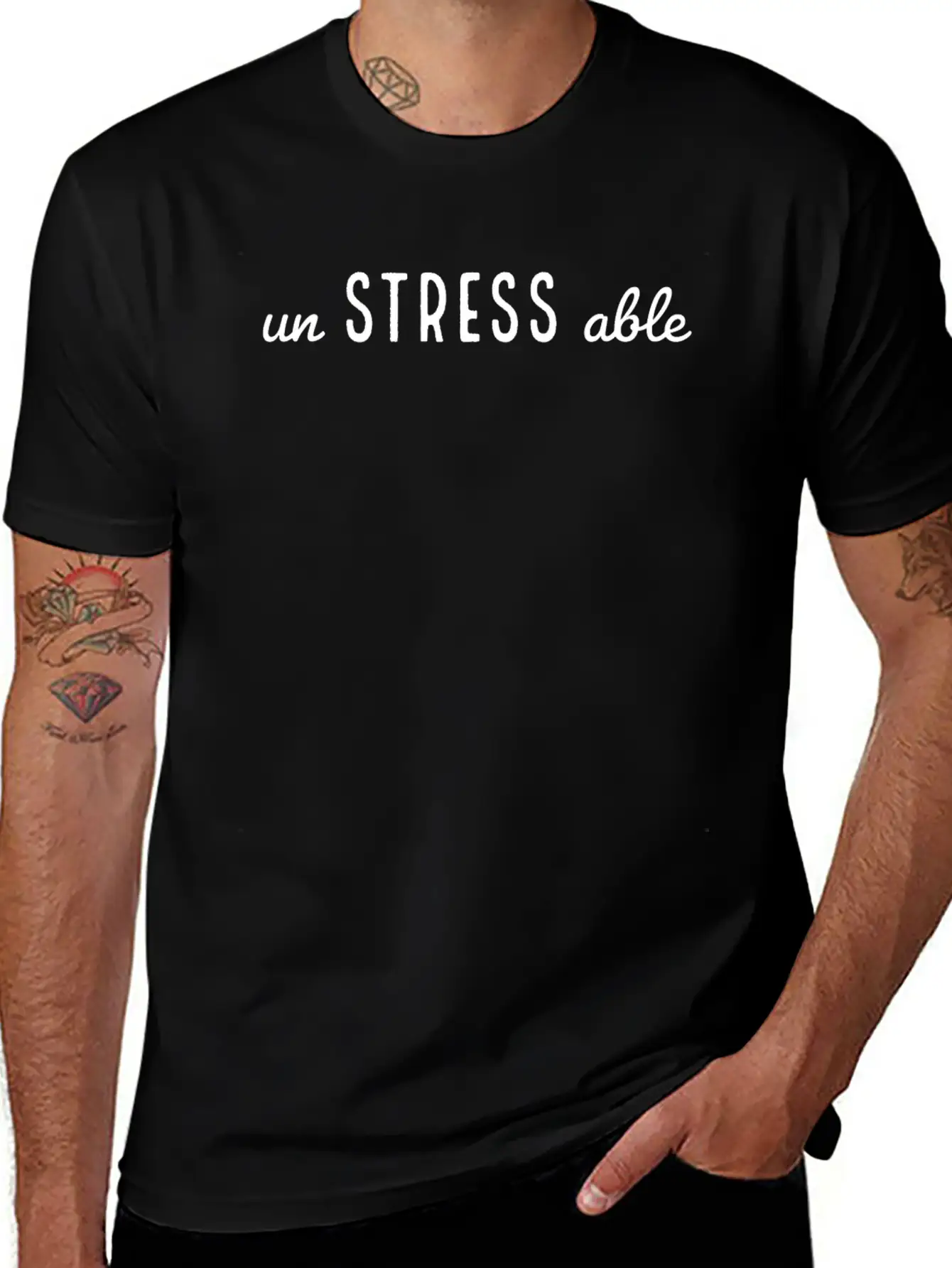 Simple Un Stress Able Typography Essential Cotton Tee For Daily Outfits ¨C Unisex Style