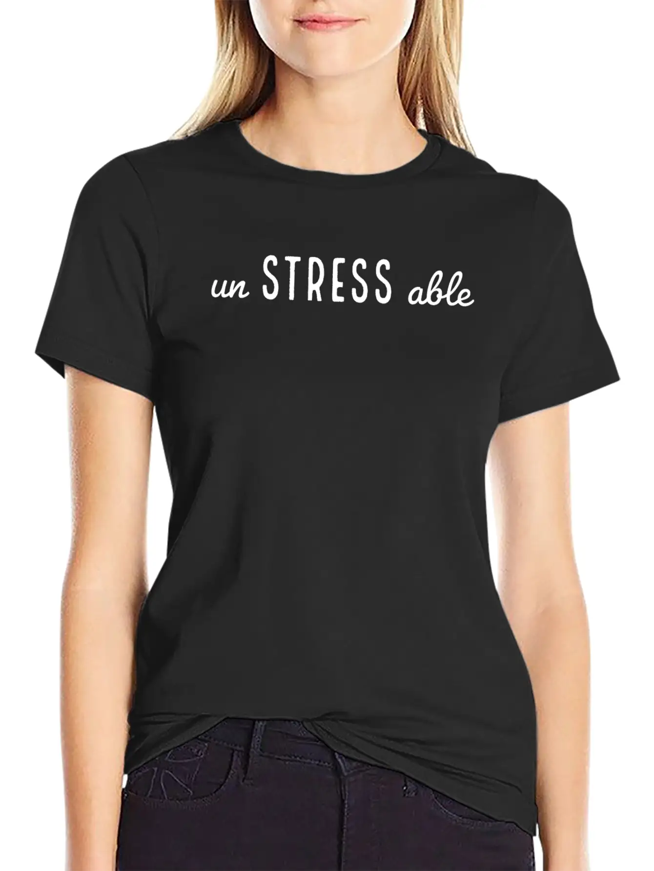 Simple Un Stress Able Typography Essential Cotton Tee For Daily Outfits ¨C Unisex Style