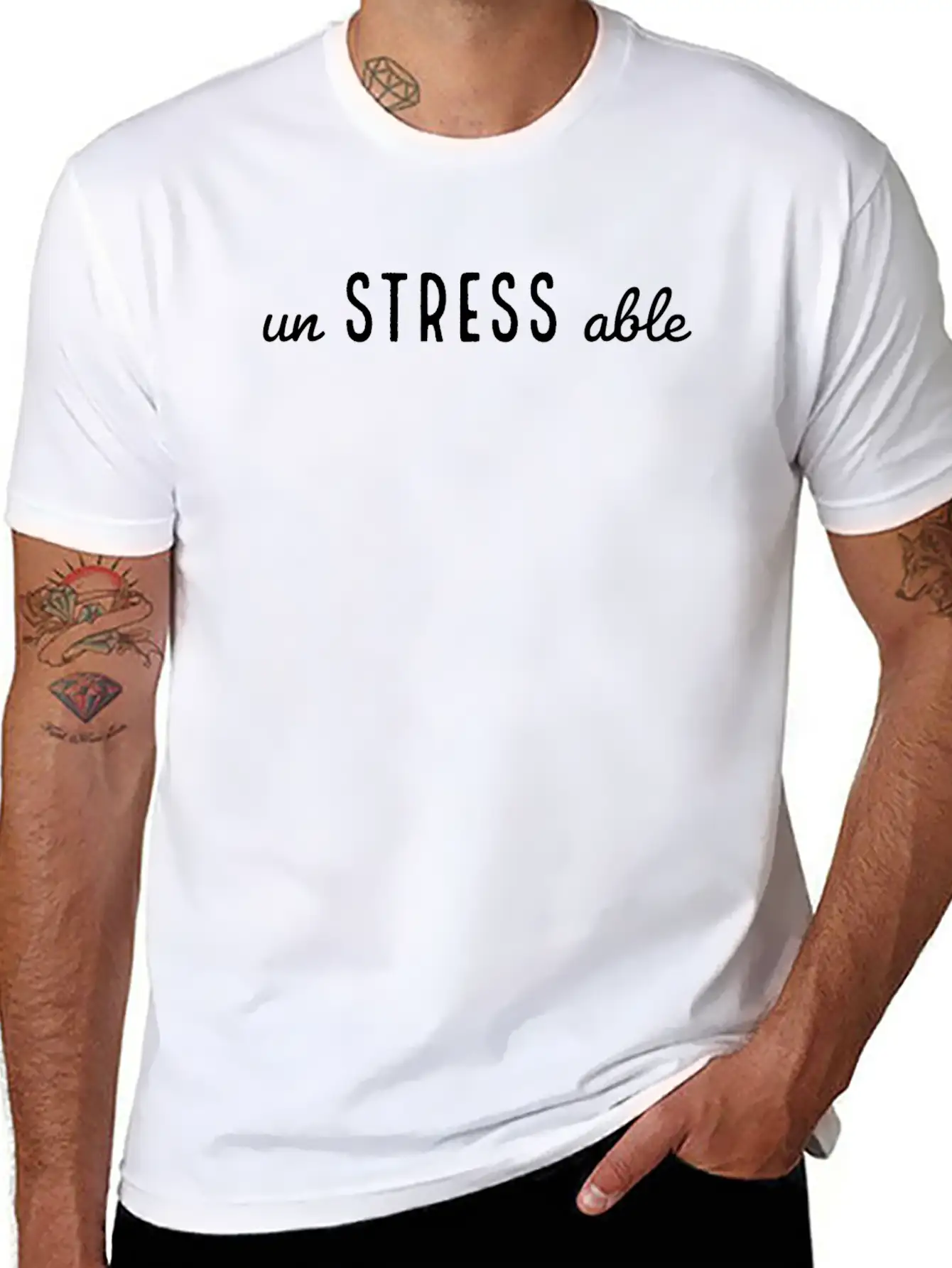 Simple Un Stress Able Typography Essential Cotton Tee For Daily Outfits ¨C Unisex Style